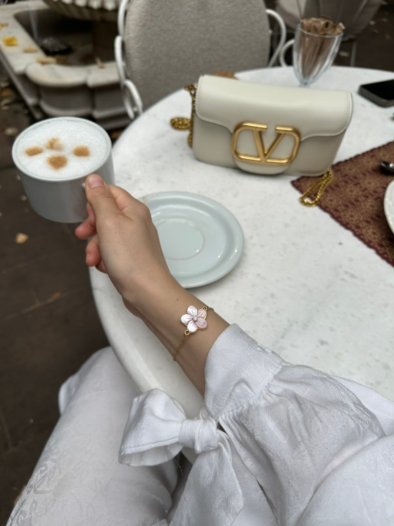 MOTHER OF PEARL FLOWERS NO.1 BRACELET - Siyah Sedef