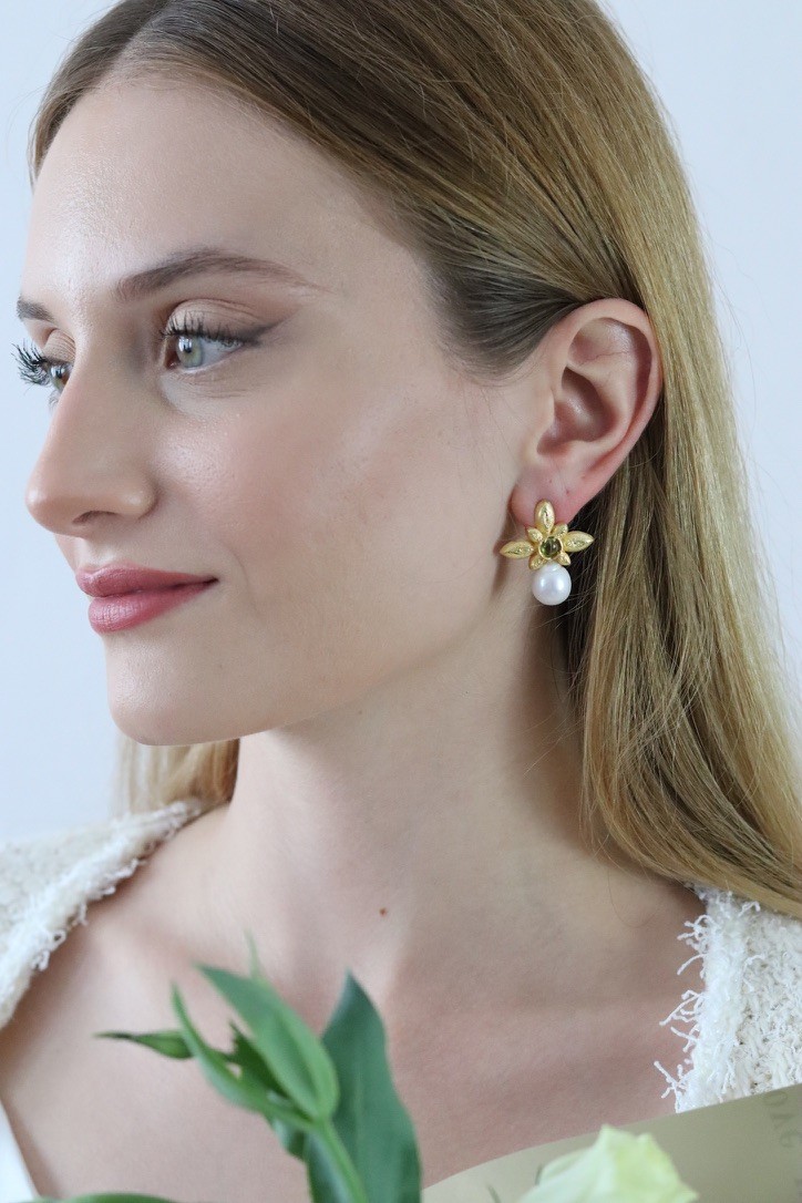 FLORAL REAL PEARL SİLVER EARRİNGS