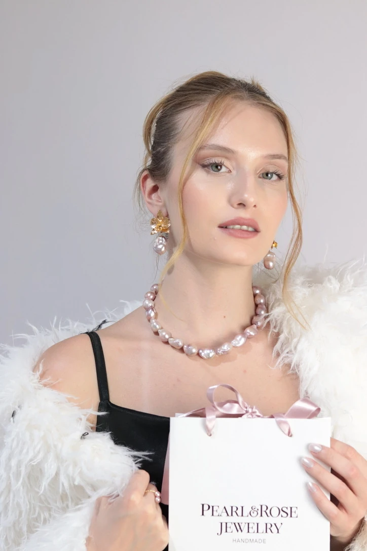 PEMBE BAROK GERÇEK İNCİ 2Lİ SET