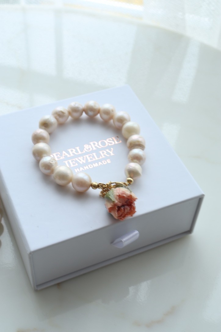 ROSE OVAL BAROQUE REAL PEARL BRACELET