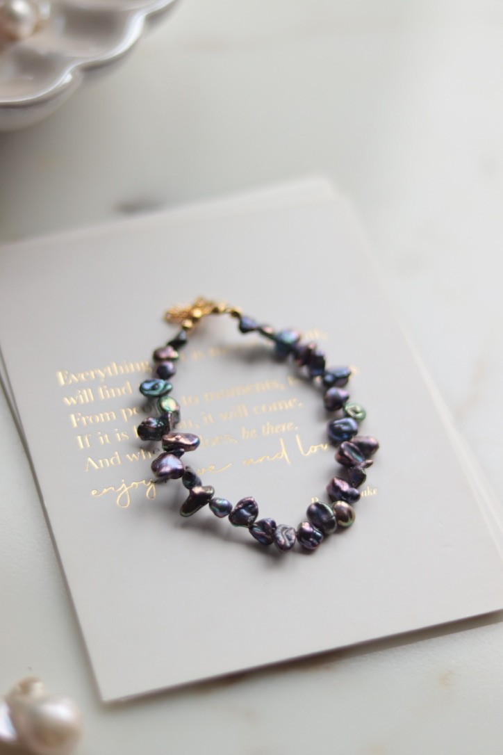 BLACK KESHI REAL PEARL BRACELET