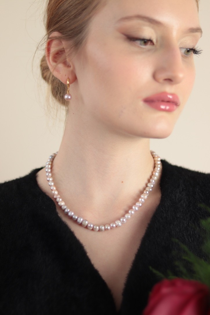 JULIA PINK&LILAC REAL PEARL NECKLACE