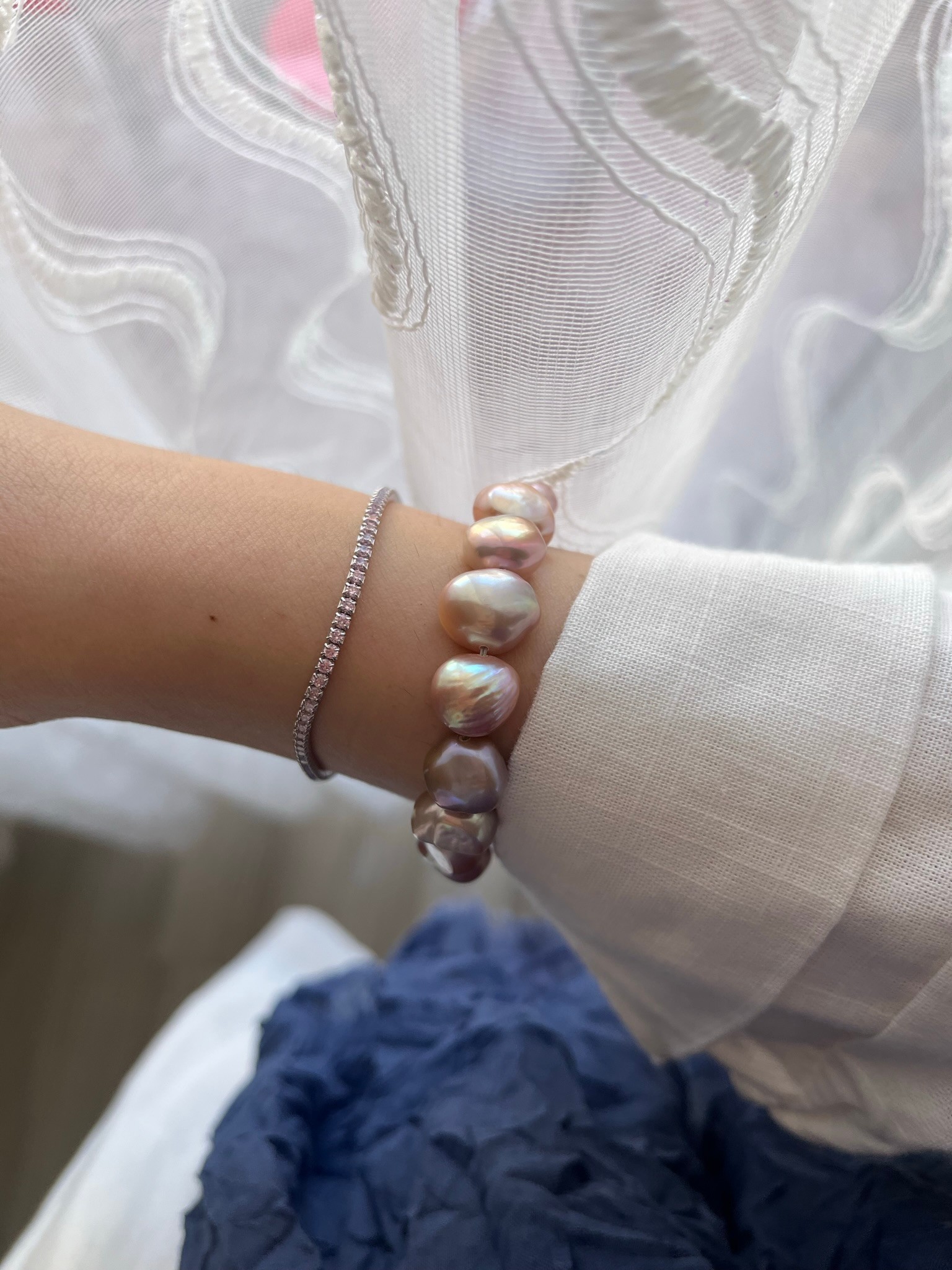 PINK & LILAC EMILIA REAL PEARL BRACELET