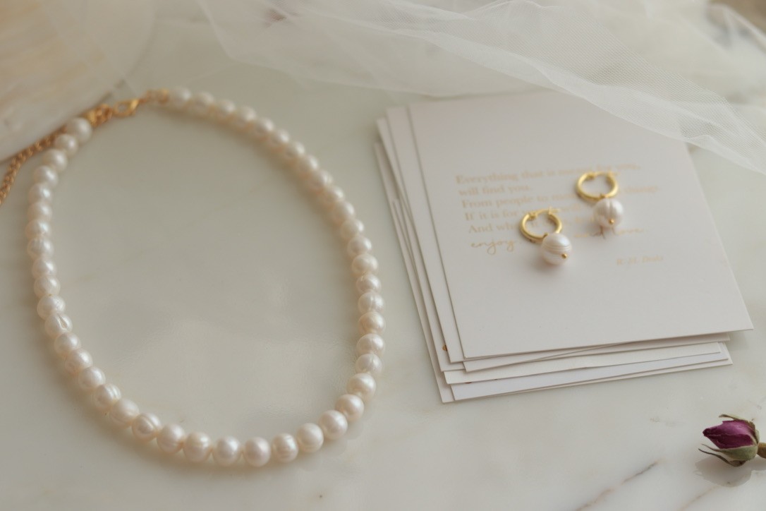 ROSE ALFABET BRIDE REAL PEARL SET OF 3