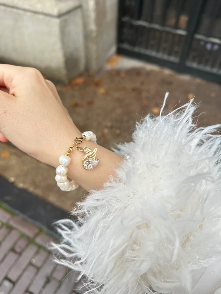 SHİNE KUĞU GERÇEK İNCİ BİLEKLİK