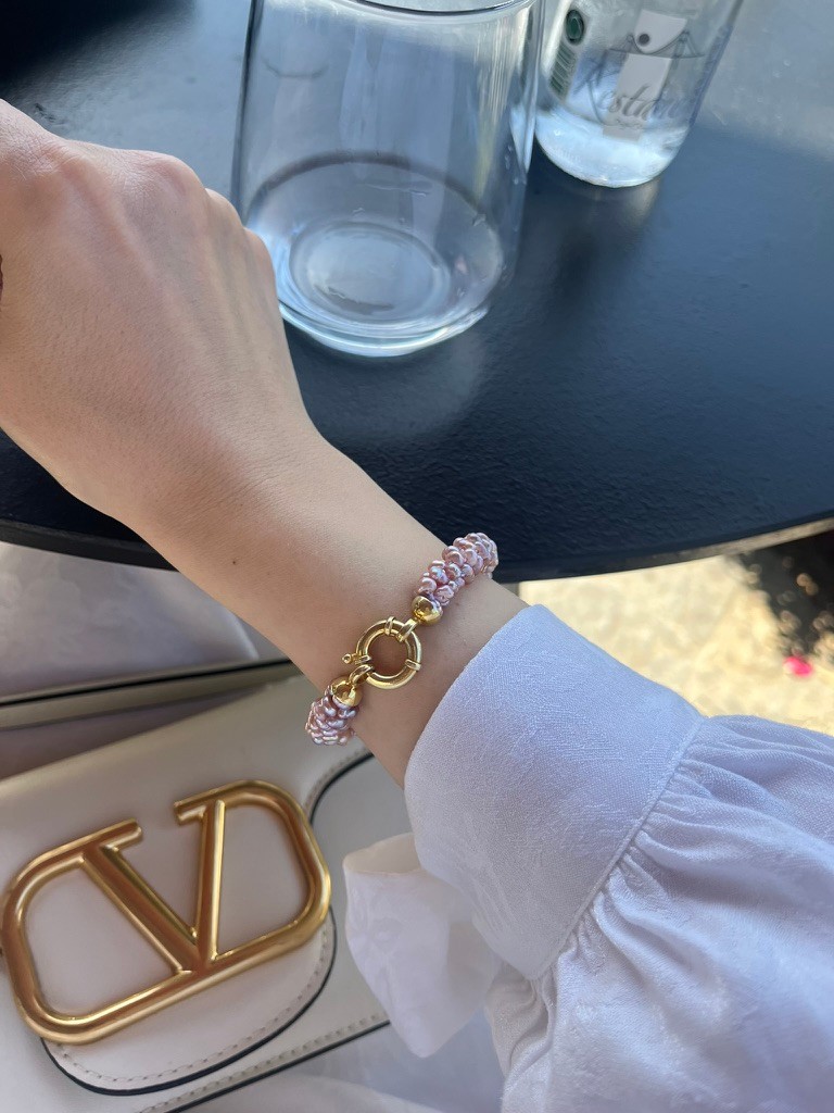 PINK AND LILAC IVY REAL PEARL BRACELET