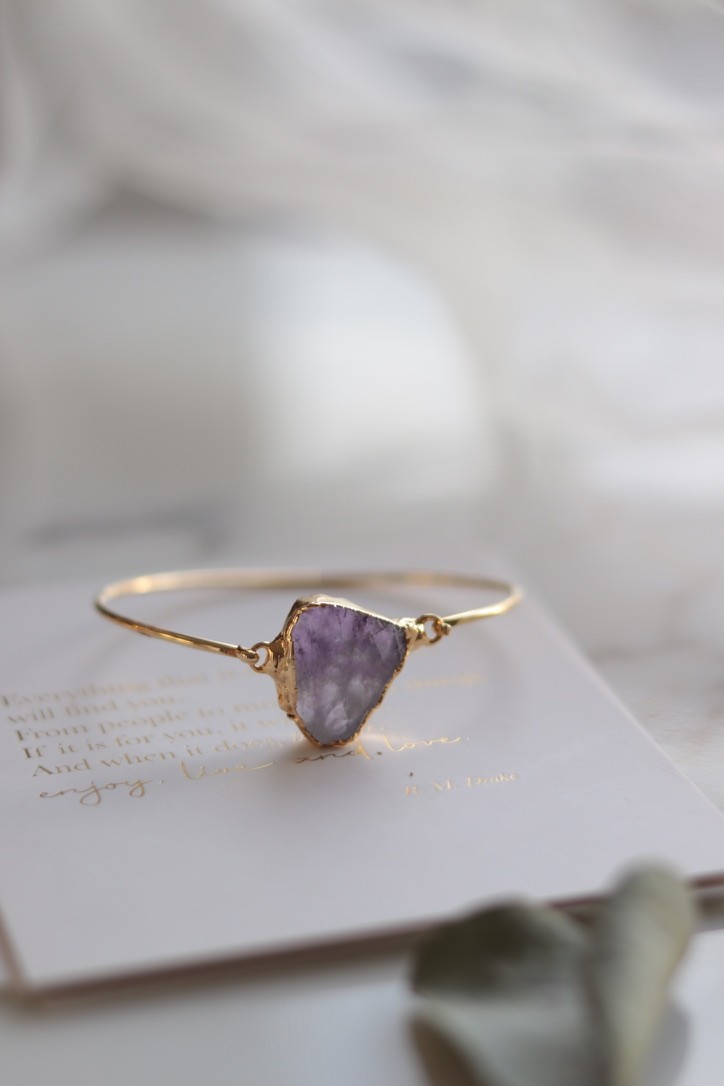 REAL AMETHYST GOLD PLATED CLAMP