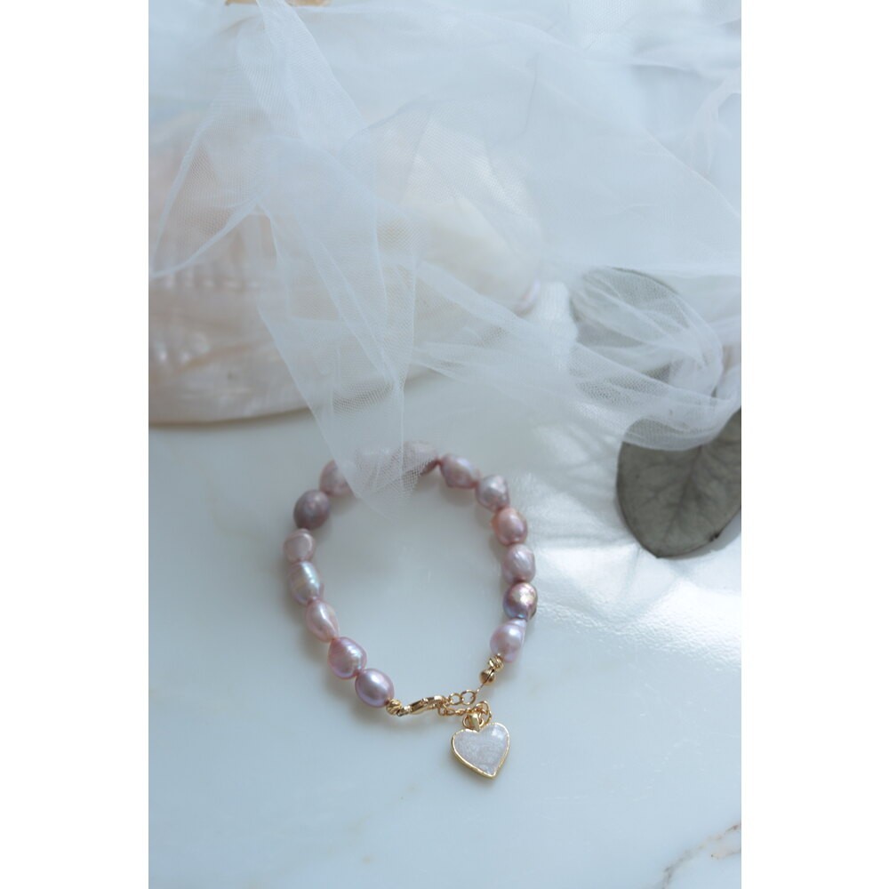 JASMİNE PİNK AND LİLAC REAL PEARL BRACELET