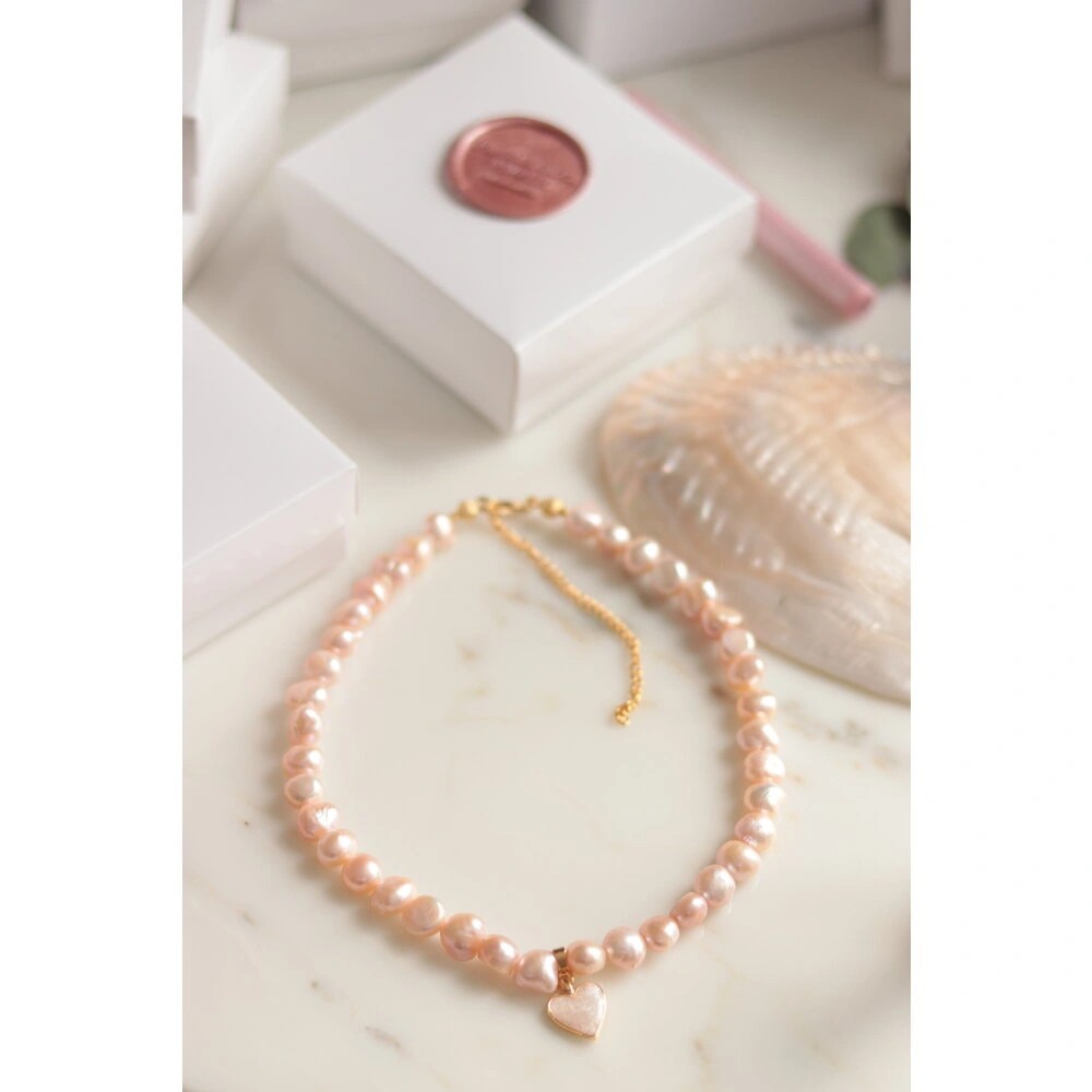 SALMON REAL PEARL NECKLACE