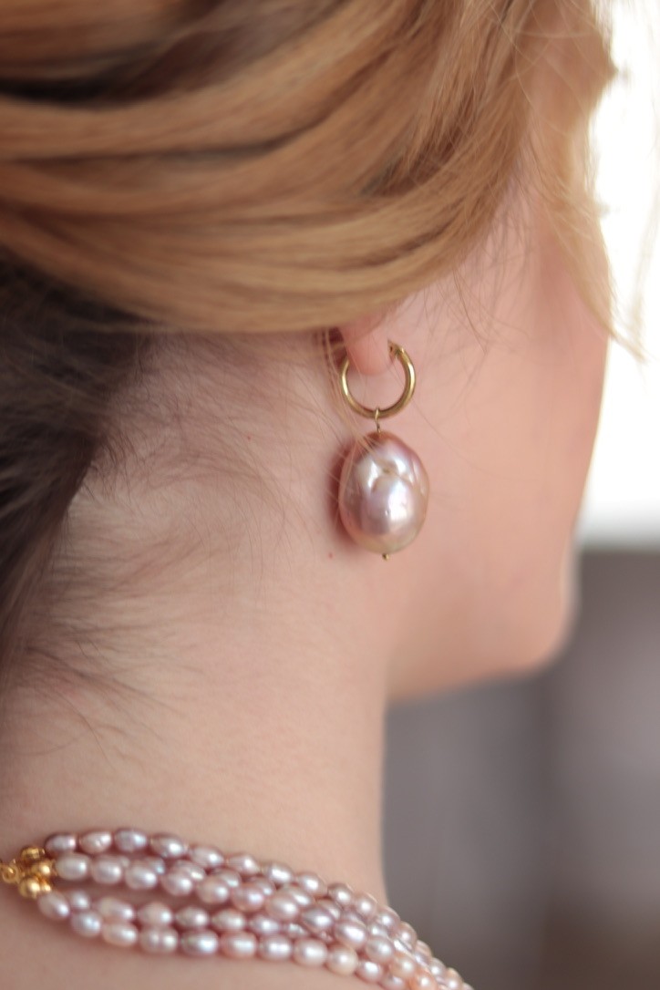 PINK JEWELERY REAL PEARL EARRINGS