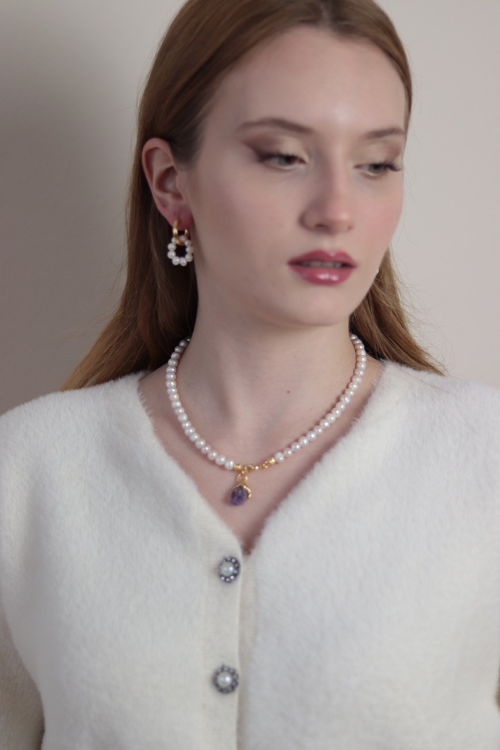 ROYAL AMETHYST REAL PEARL NECKLACE