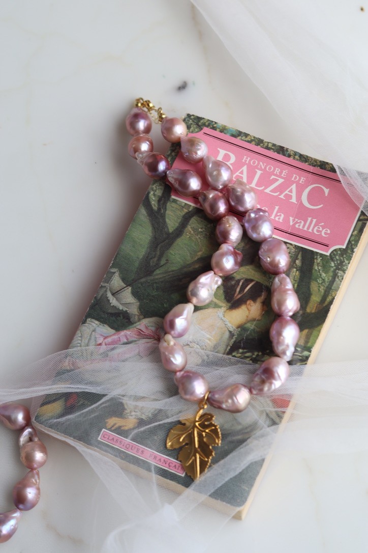 ROCOCO PEMBE BAROK GERÇEK İNCİ KOLYE