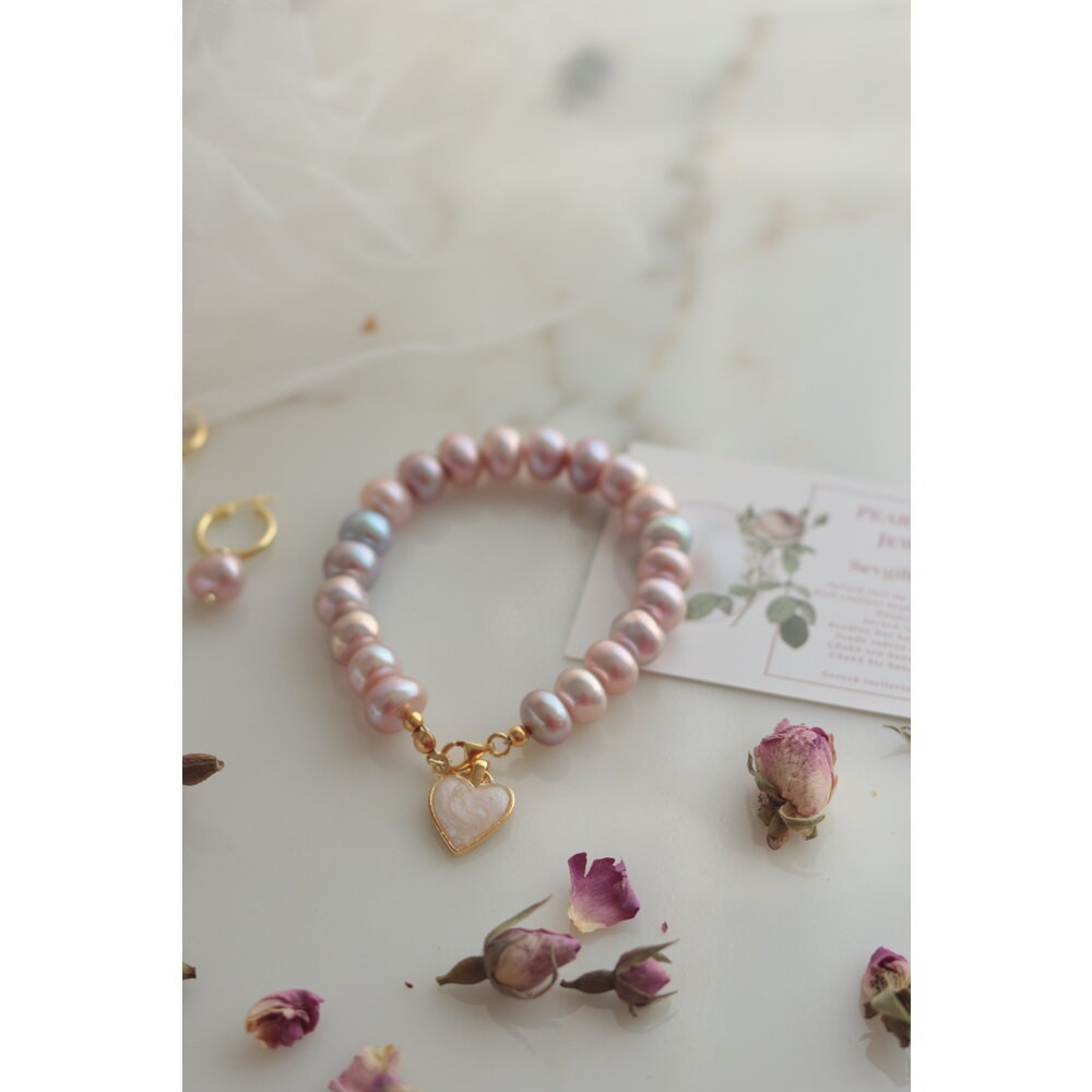 PINK & LILAC ANGELİNA REAL PEARL BRACELET