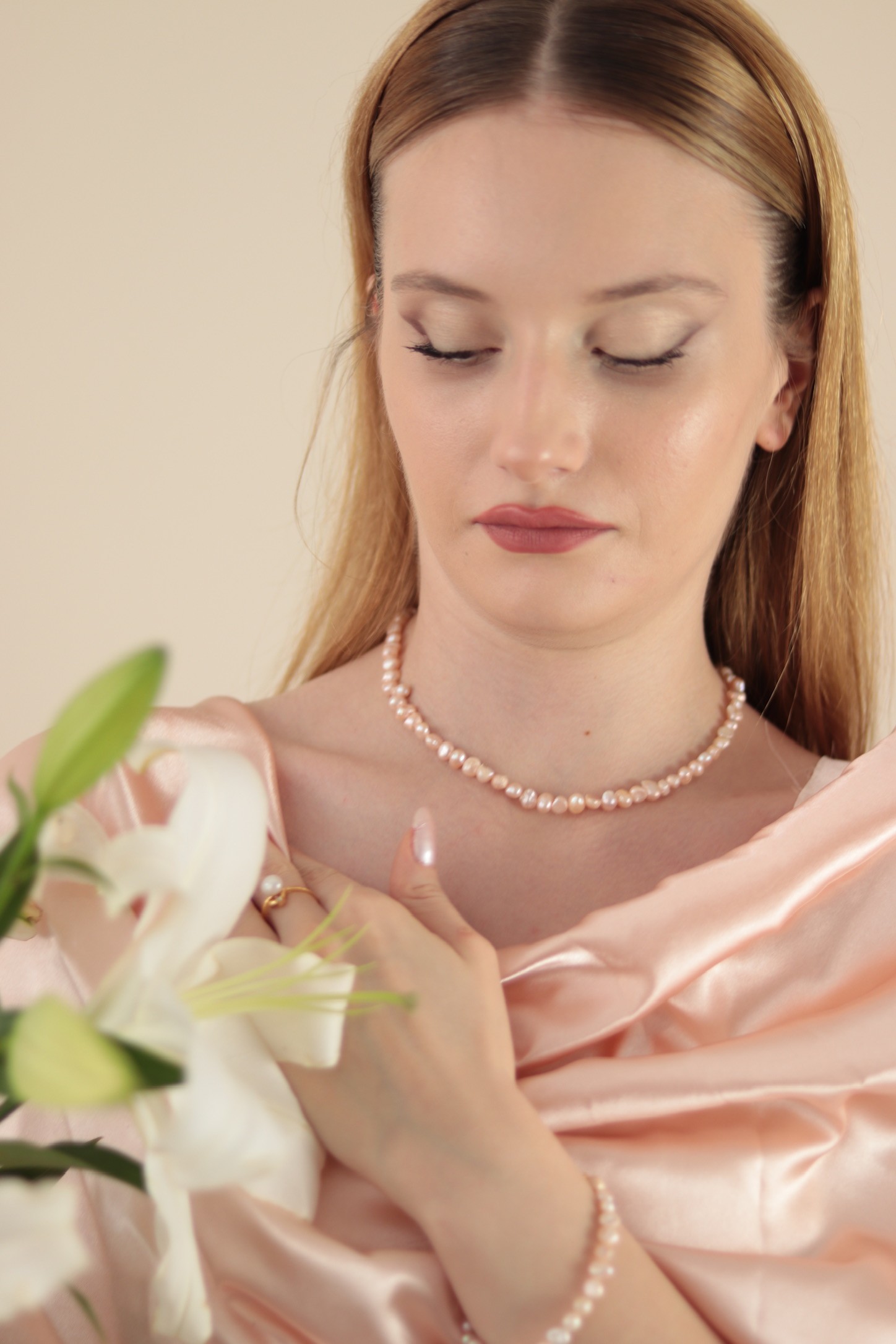 SALMON MARCILLA REAL PEARL NECKLACE