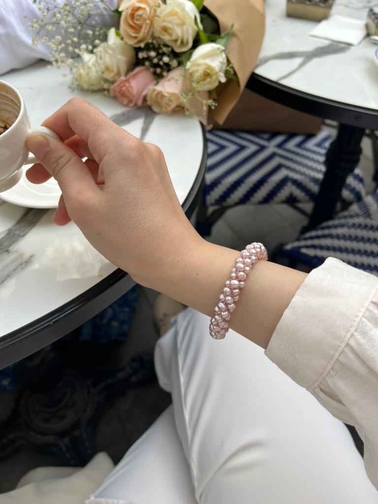 PINK AND LILAC IVY REAL PEARL BRACELET