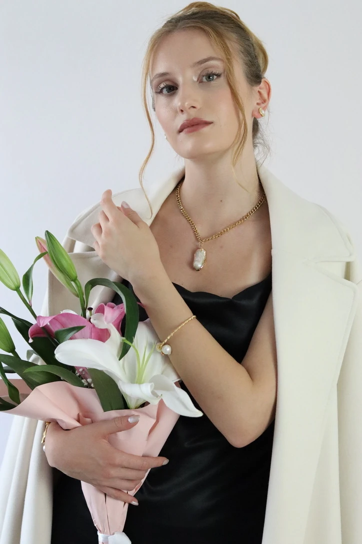 ELİZABET GOLD GERÇEK BAROK İNCİ KOLYE