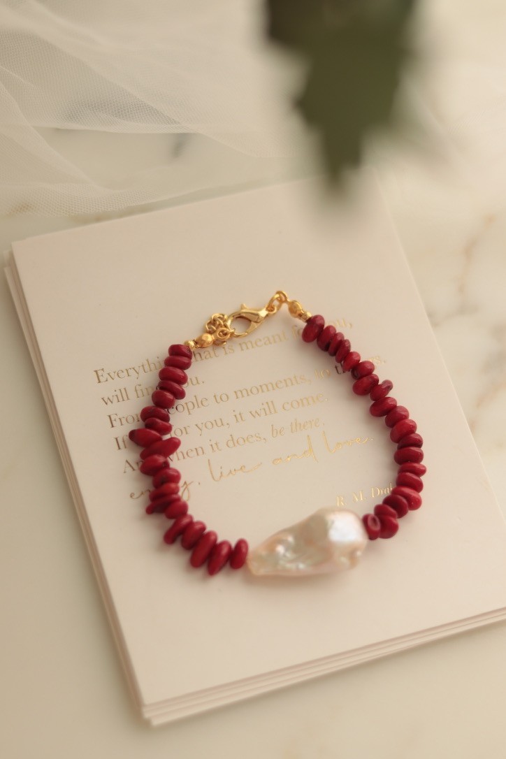 REAL PEARL AND CORAL NO:2 BRACELET