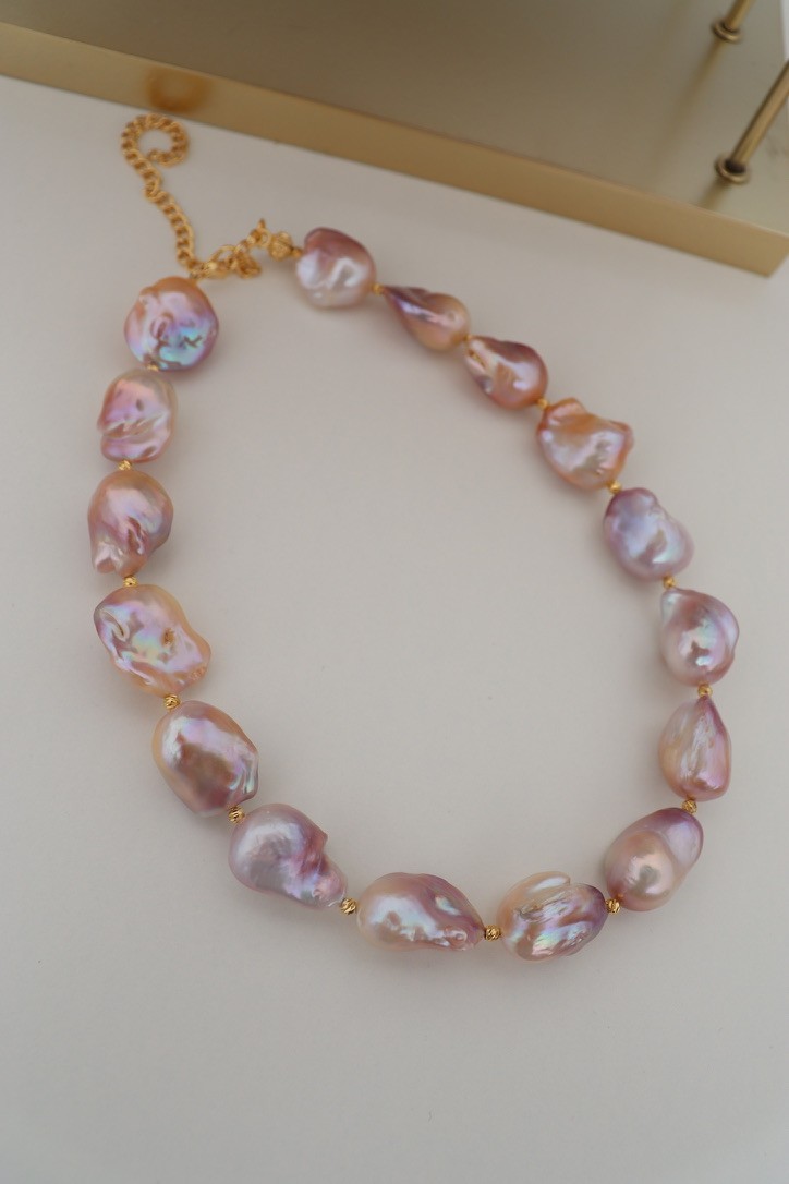 PINK JEWELERY BAROQUE REAL PEARL NECKLACE