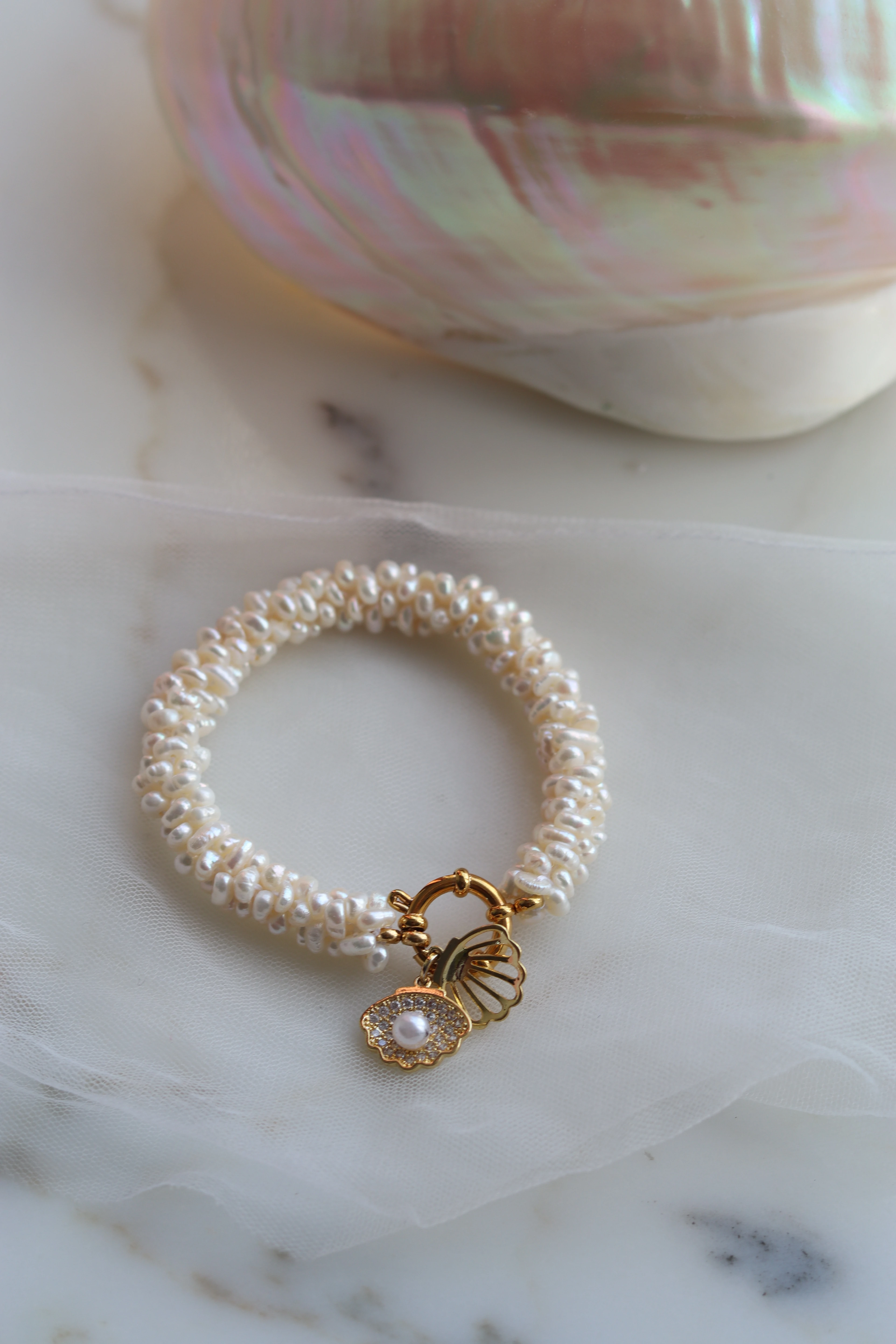 SARMAŞIK GERÇEK İNCİ BİLEKLİK - Oyster uç ile