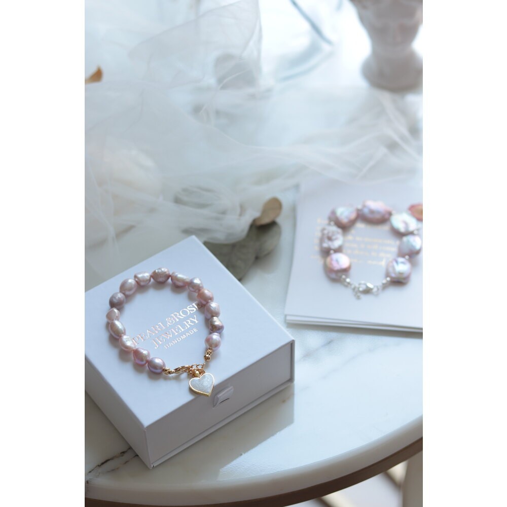 JASMINE PINK AND LILAC REAL PEARL BRACELET