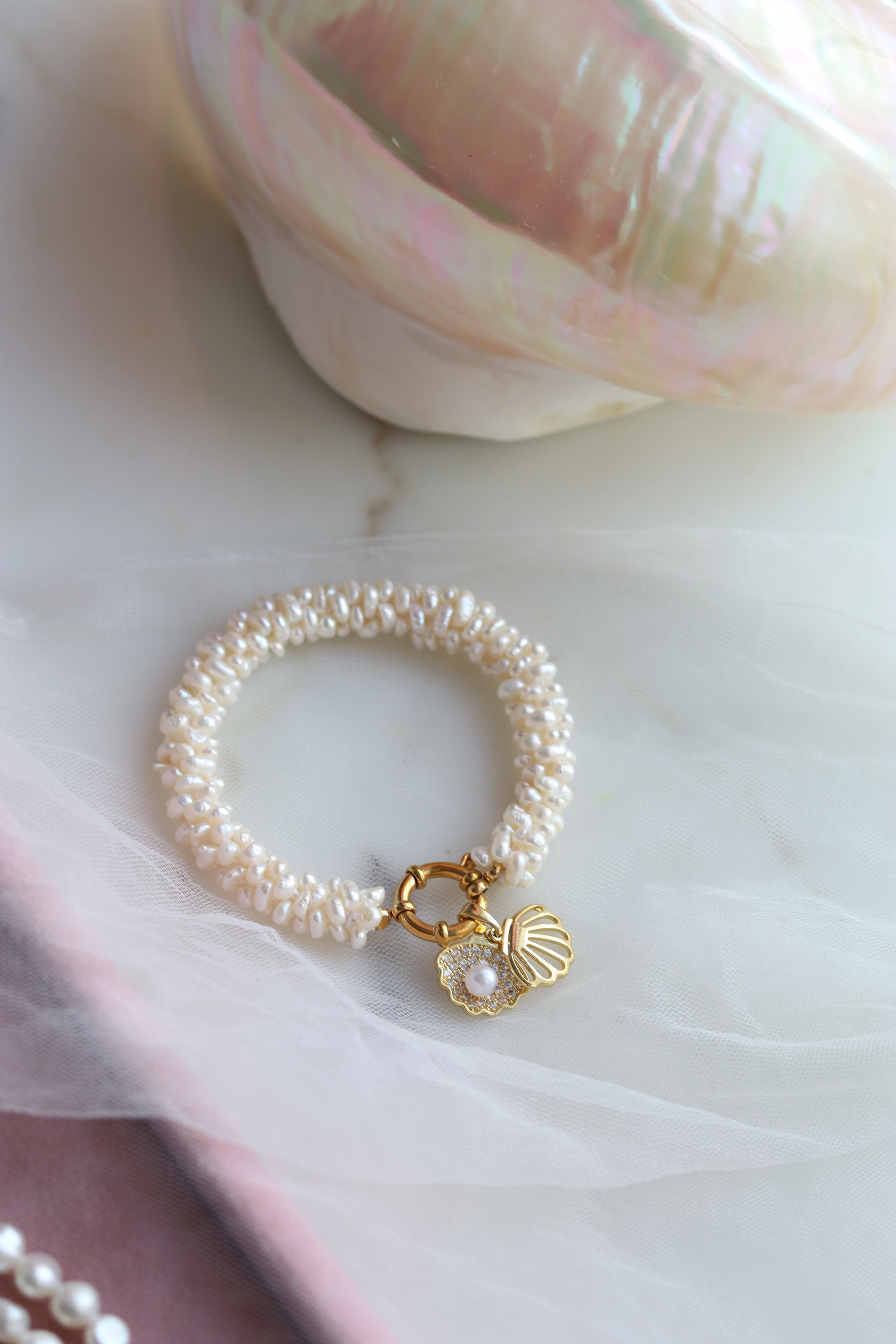 SARMAŞIK GERÇEK İNCİ BİLEKLİK - Oyster uç ile