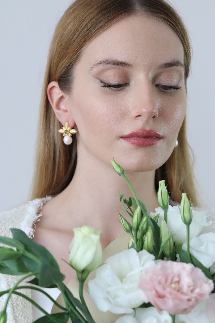 FLORAL REAL PEARL SİLVER EARRİNGS