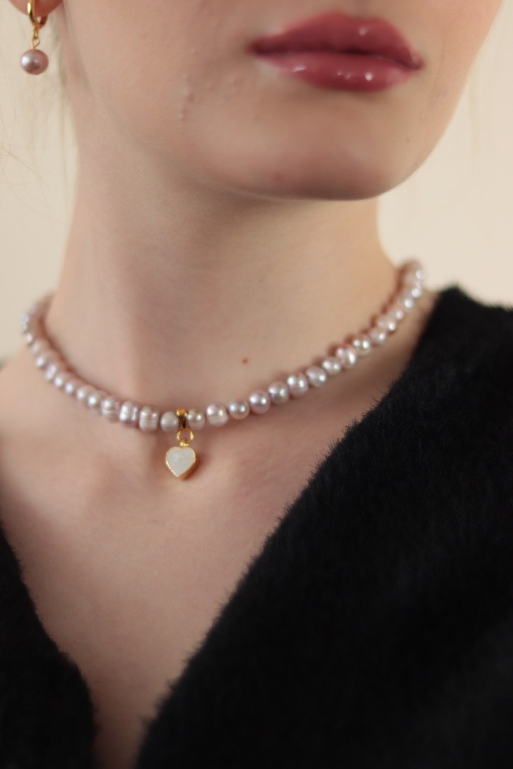 JULIA PINK&LILAC REAL PEARL NECKLACE