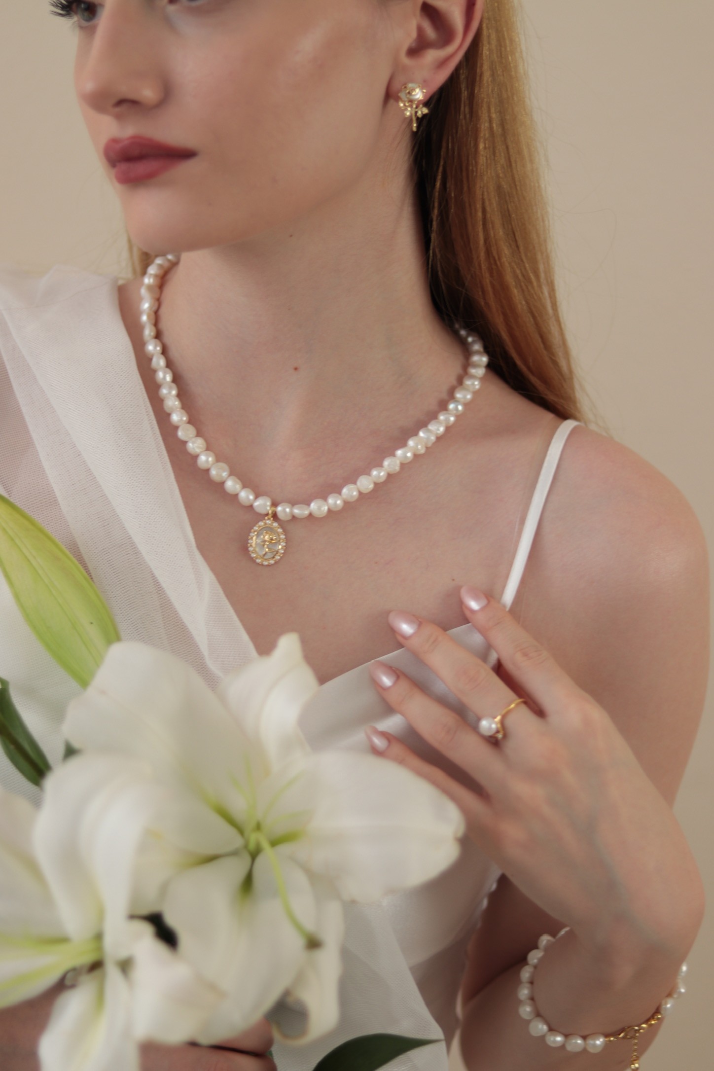 PEARL ROSE DIANA REAL PEARL NECKLACE