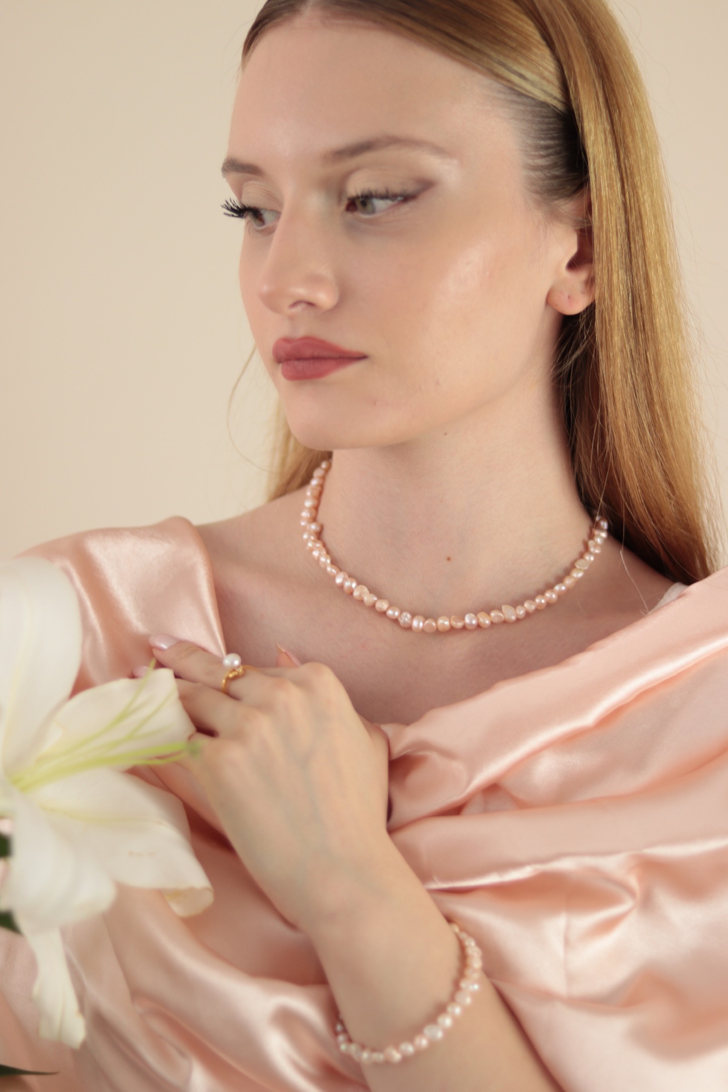 SALMON MARCILLA REAL PEARL NECKLACE