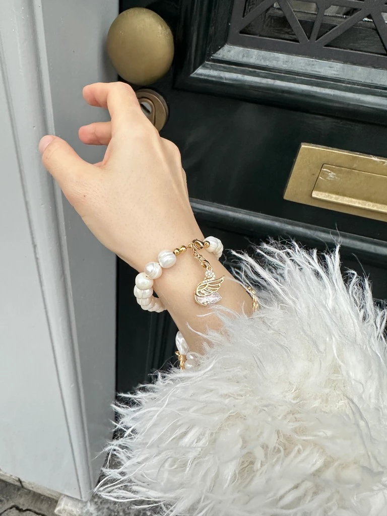 SHİNE KUĞU GERÇEK İNCİ BİLEKLİK