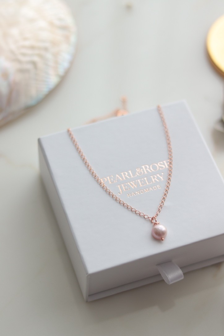 ROSE SILVER PERLA REAL PEARL NECKLACE