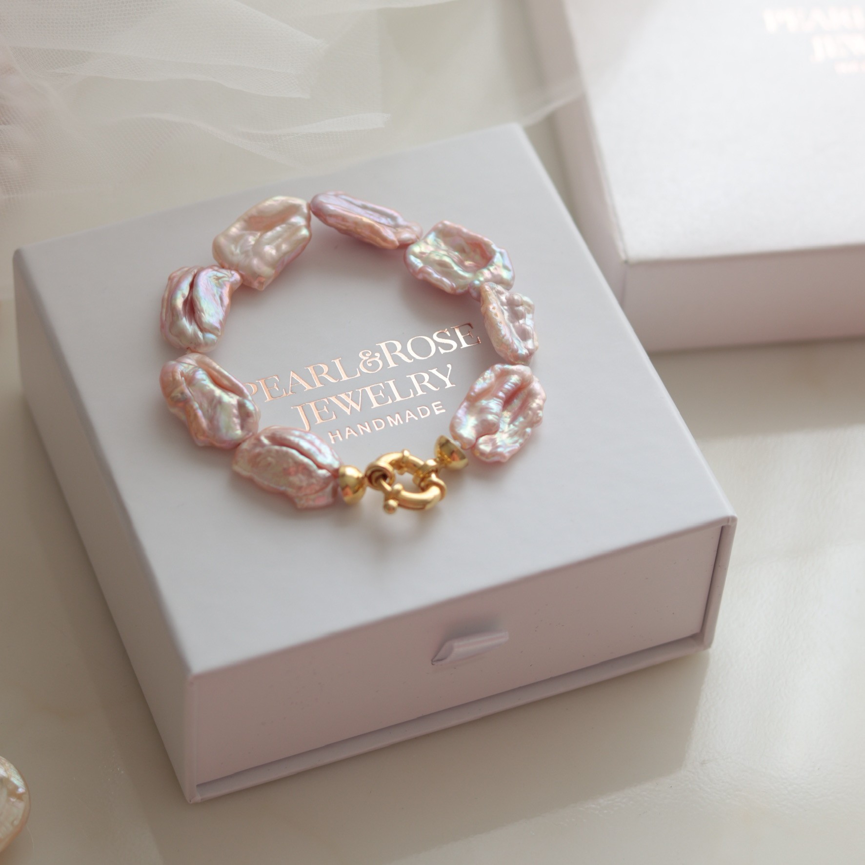 PINK MERRY NO:1 SILVER REAL PEARL BRACELET