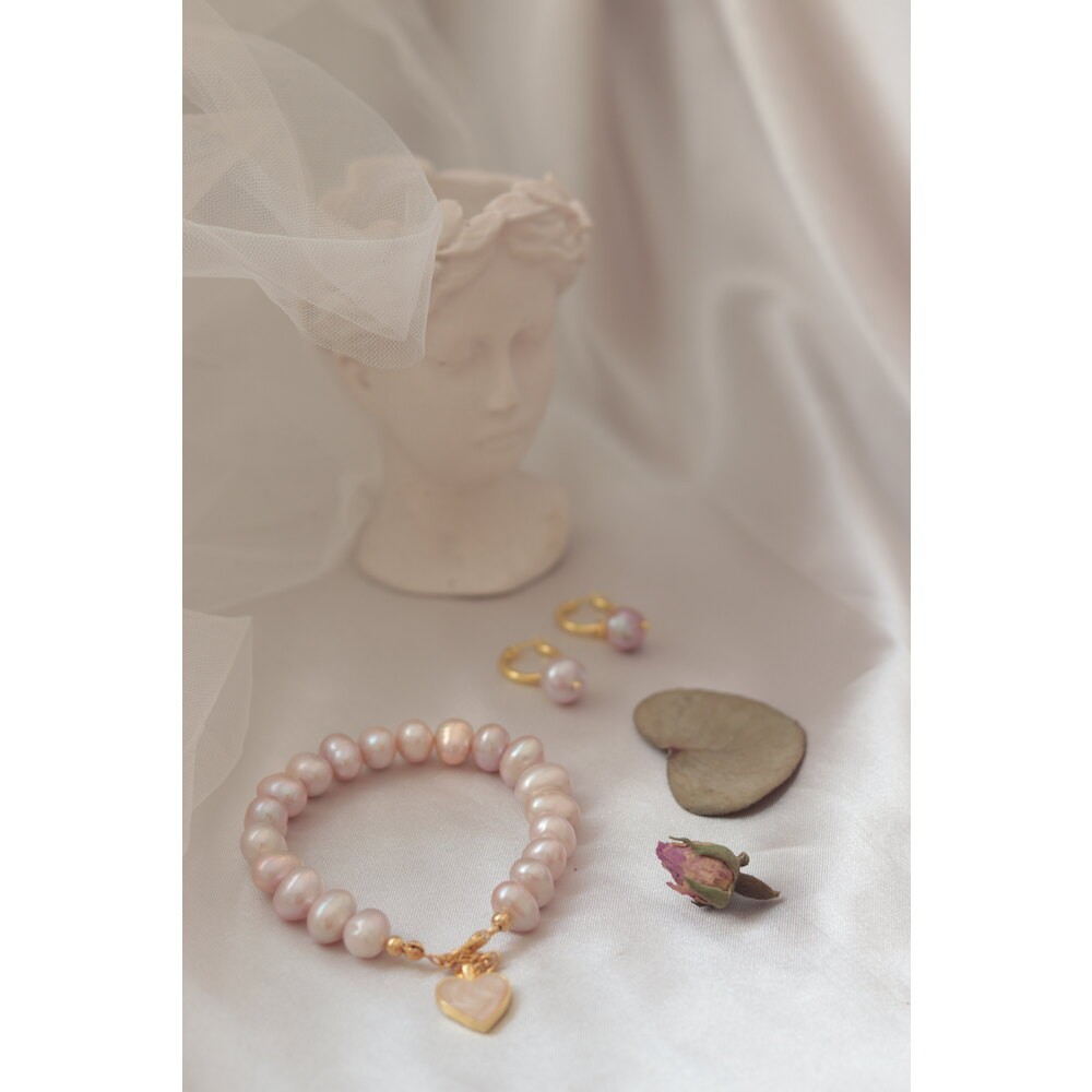 PINK ANGELINA REAL PEARL SILVER SET OF 2