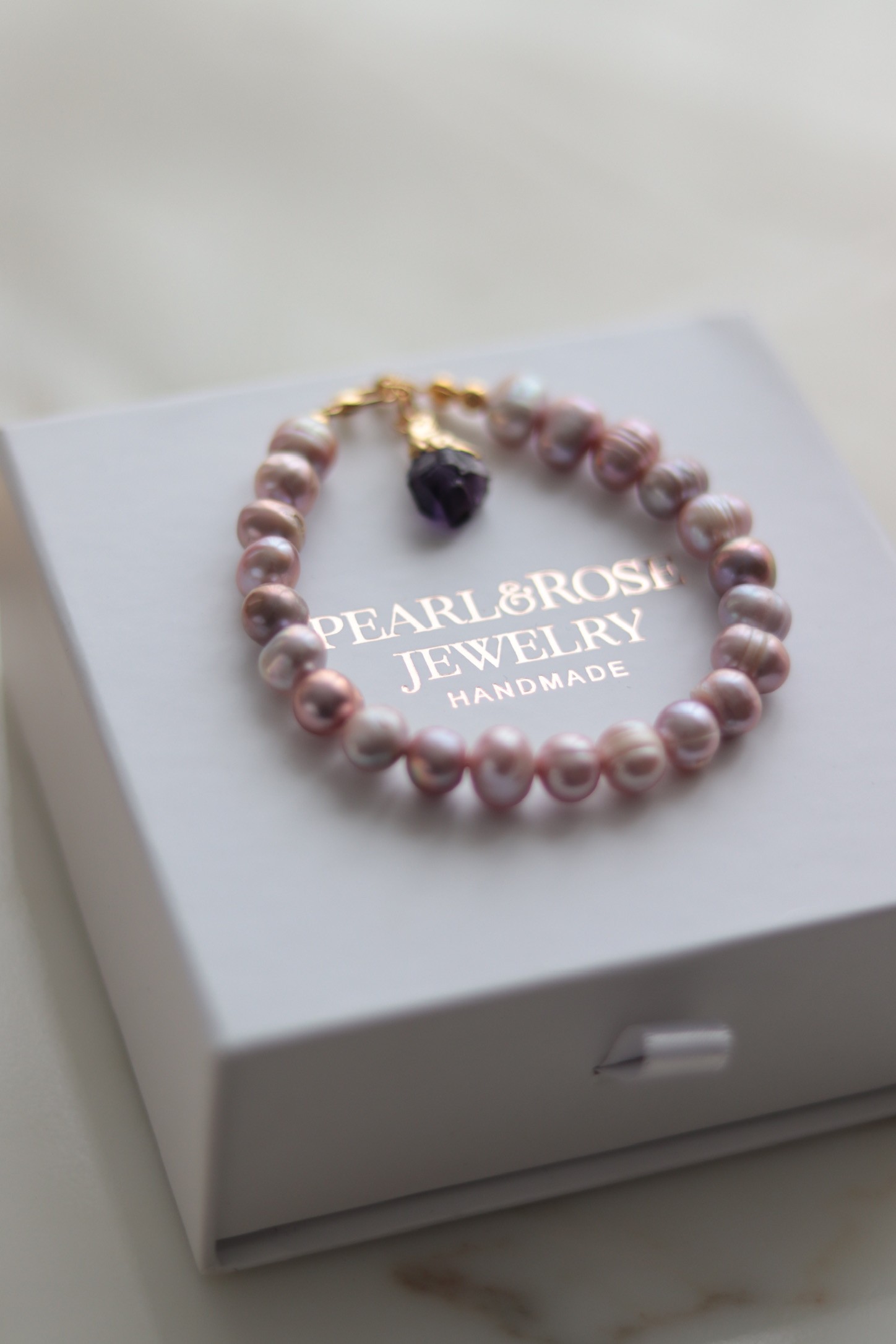 PINK JULIA WITH AMETHYST REAL PEARL BRACELET