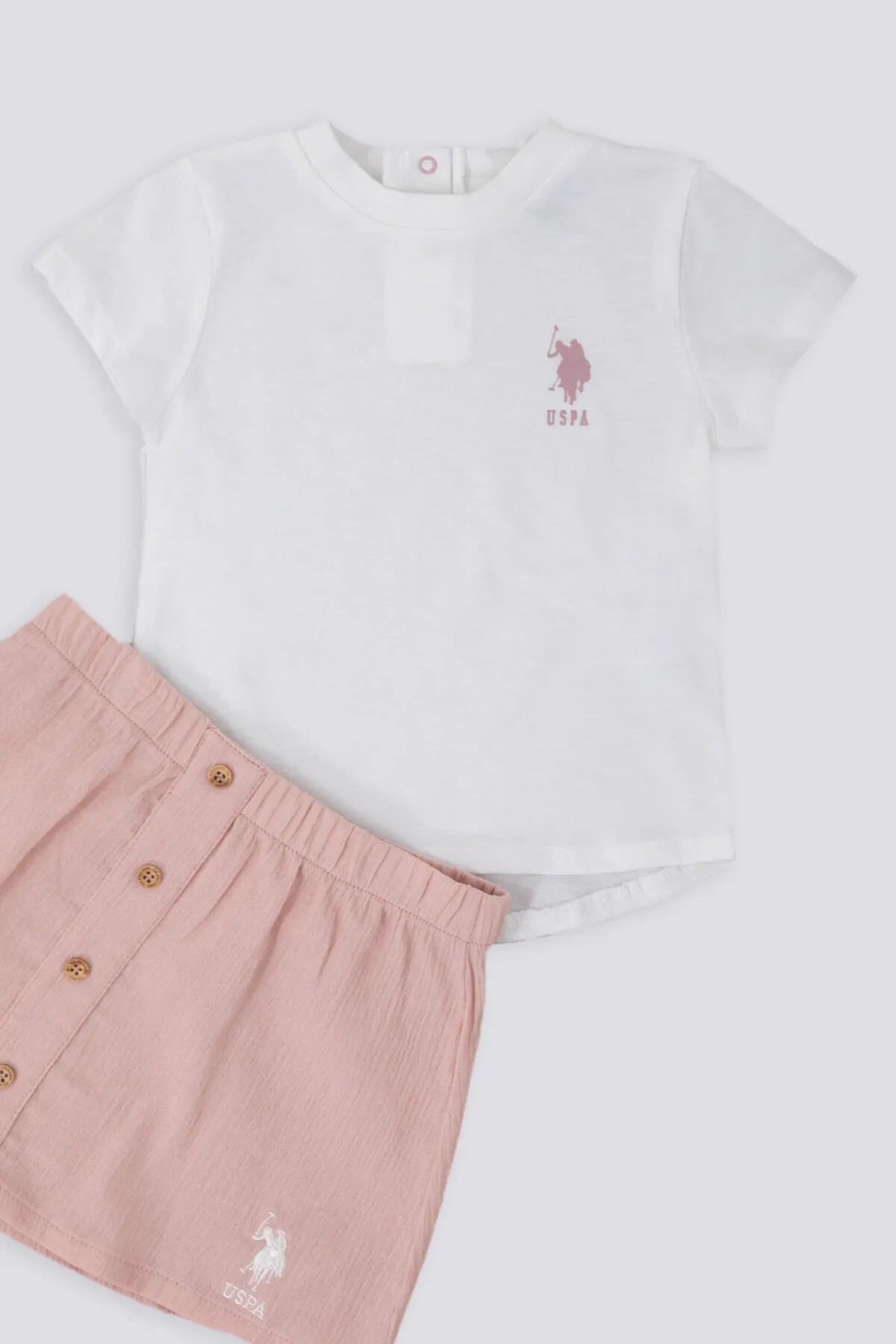 U.S. Polo Assn. Sweet Creams Krem Bebek Tshirt Etek Takım