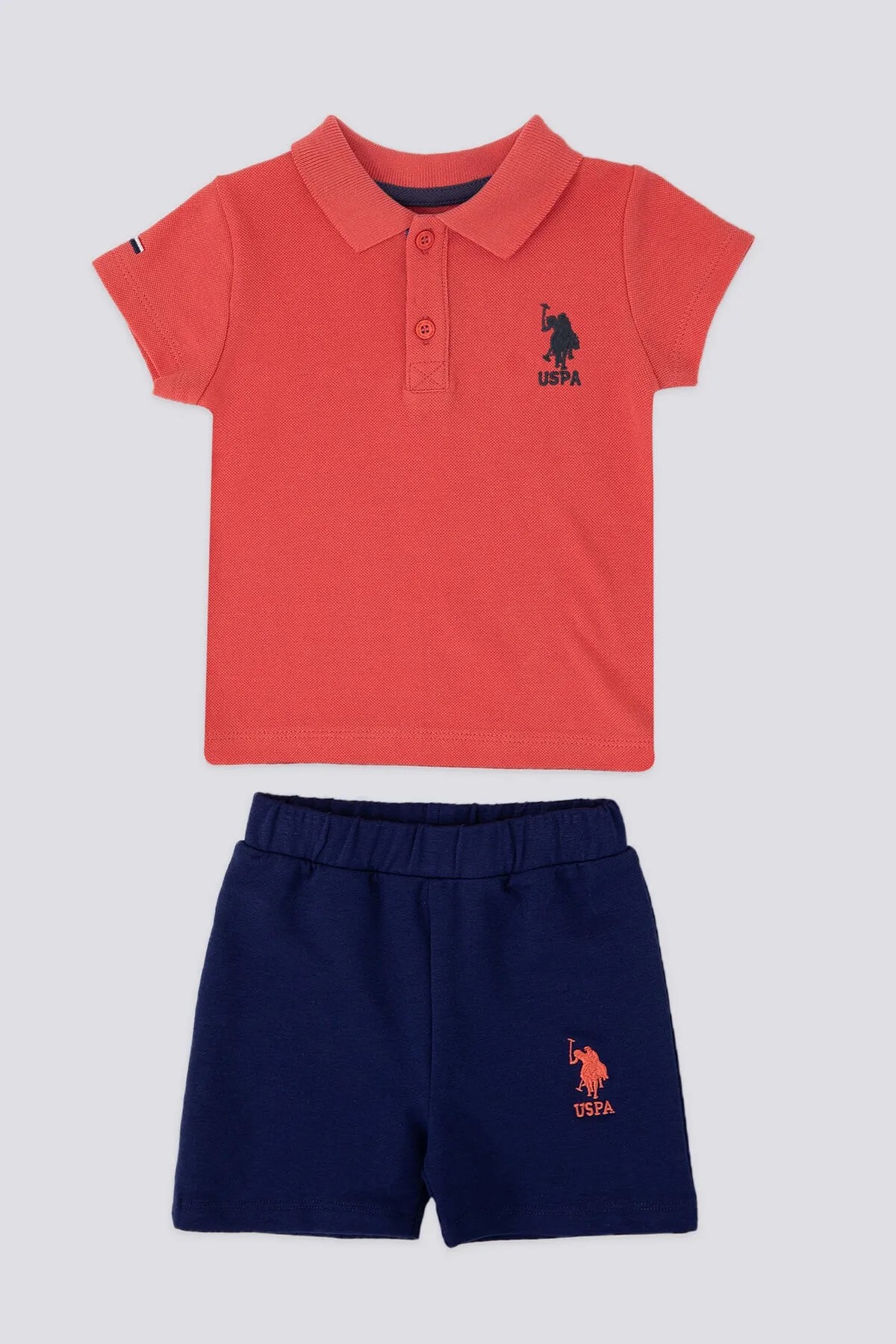 U.S. Polo Assn. Noble Lacivert Bebek Polo Yaka Tshirt Takım - Coral