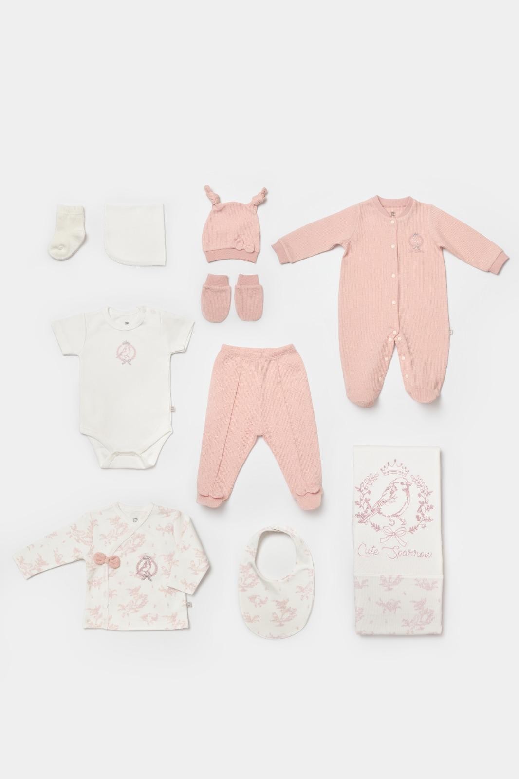 Bibaby Cute Sparrow 10'lu Hastane Çıkış Seti 63228 - Pembe