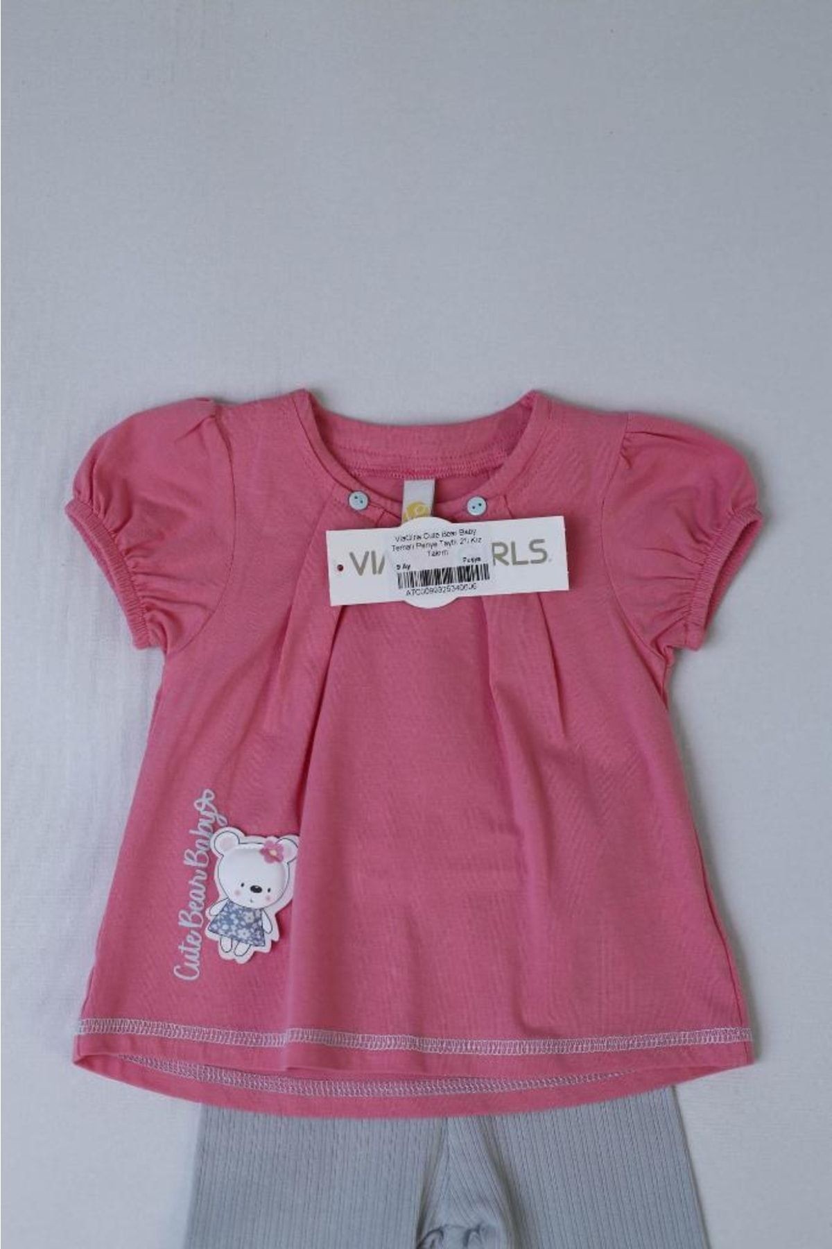 Viagirls Cute Bear Baby Temalı Penye Taytlı 2'li Kız Takım