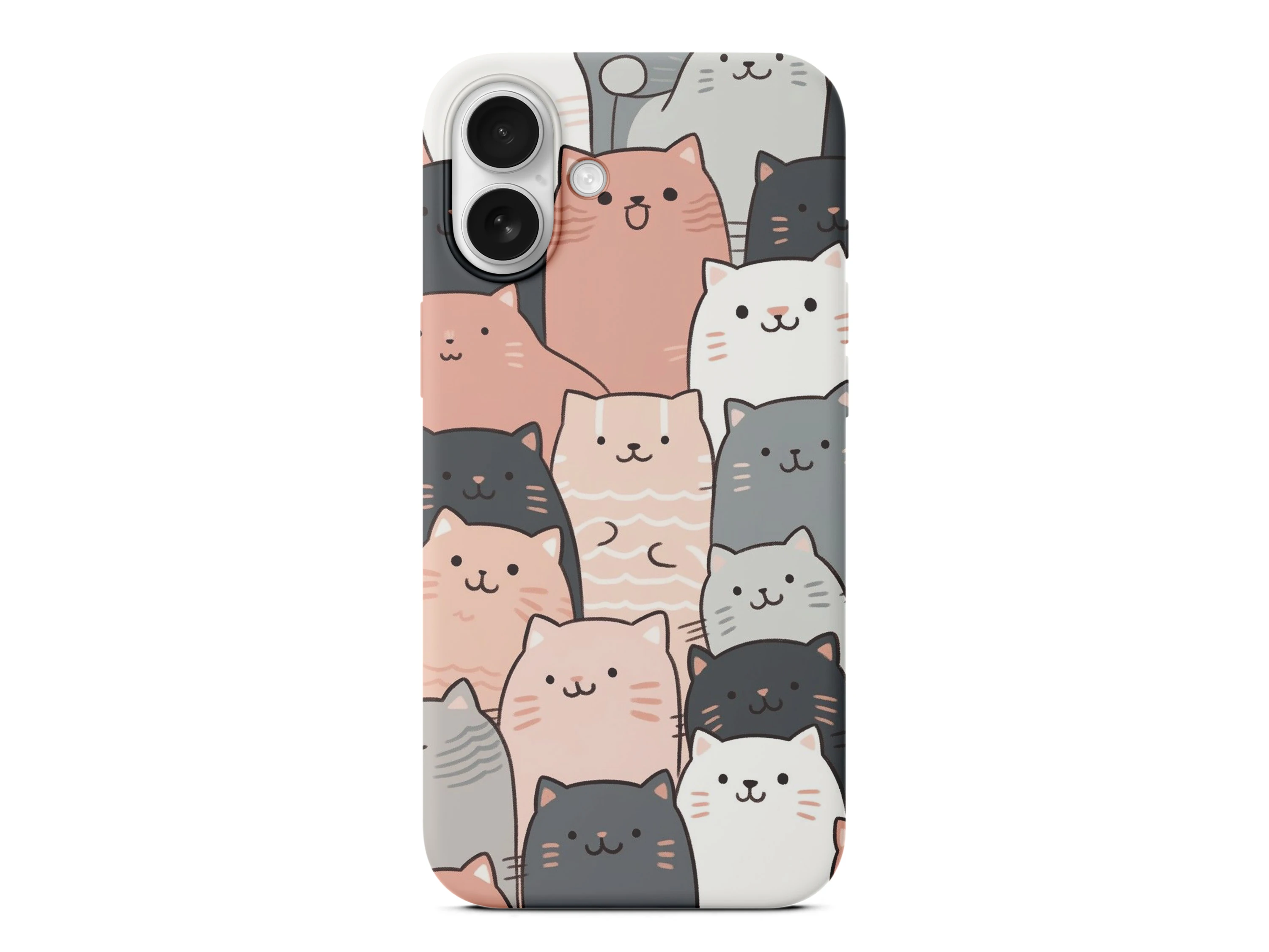 Pastel Tonlarda Sevimli Kediler Baskılı Telefon Kılıfı