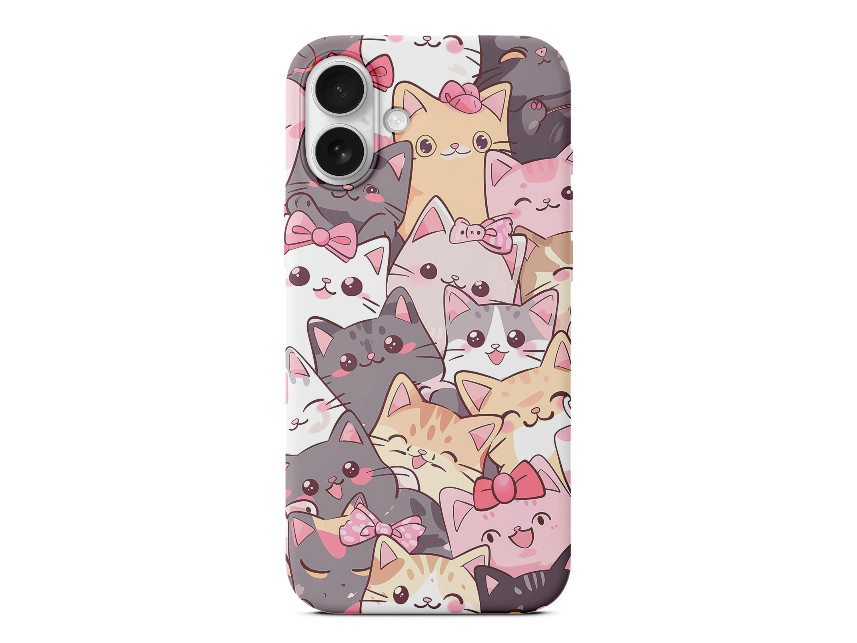 Fiyonklu ve Şirin Karikatür Kedi Telefon Kılıfı