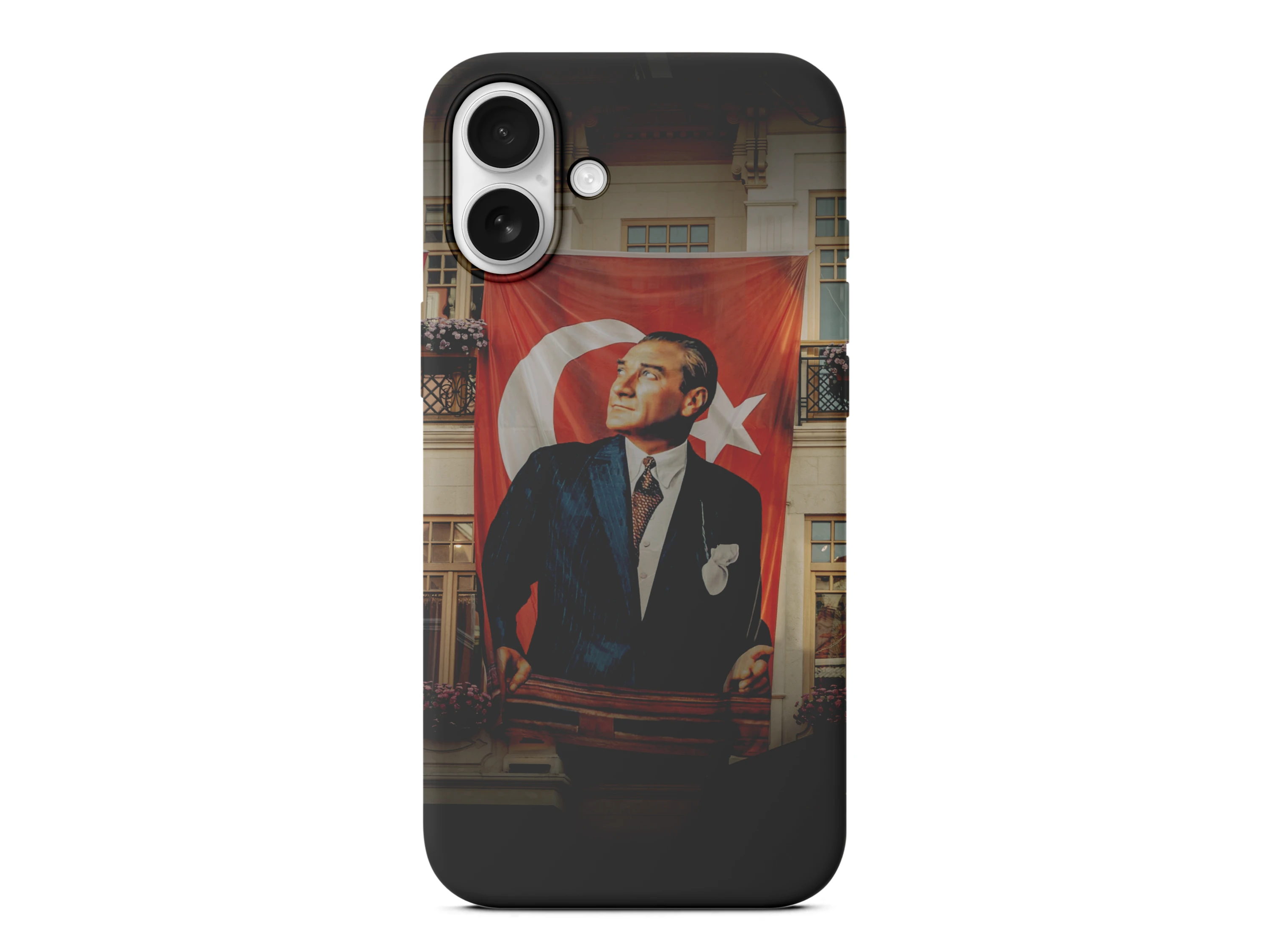 Dev Bayrak DEtaylı Atatürk Baskılı Telefon Kılıfı