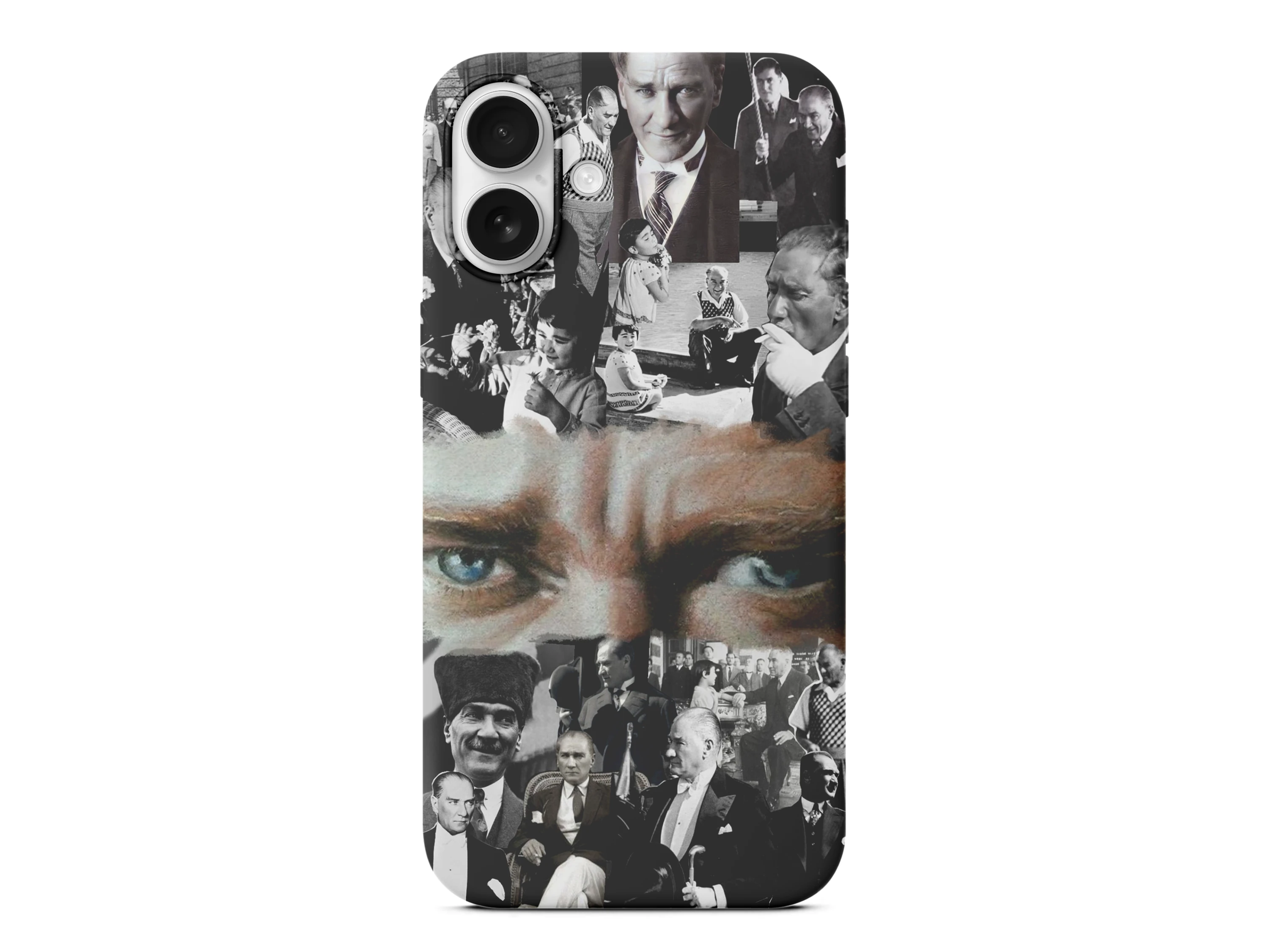 Mavi Göz Detaylı Atatürk Baskılı Telefon Kılıfı