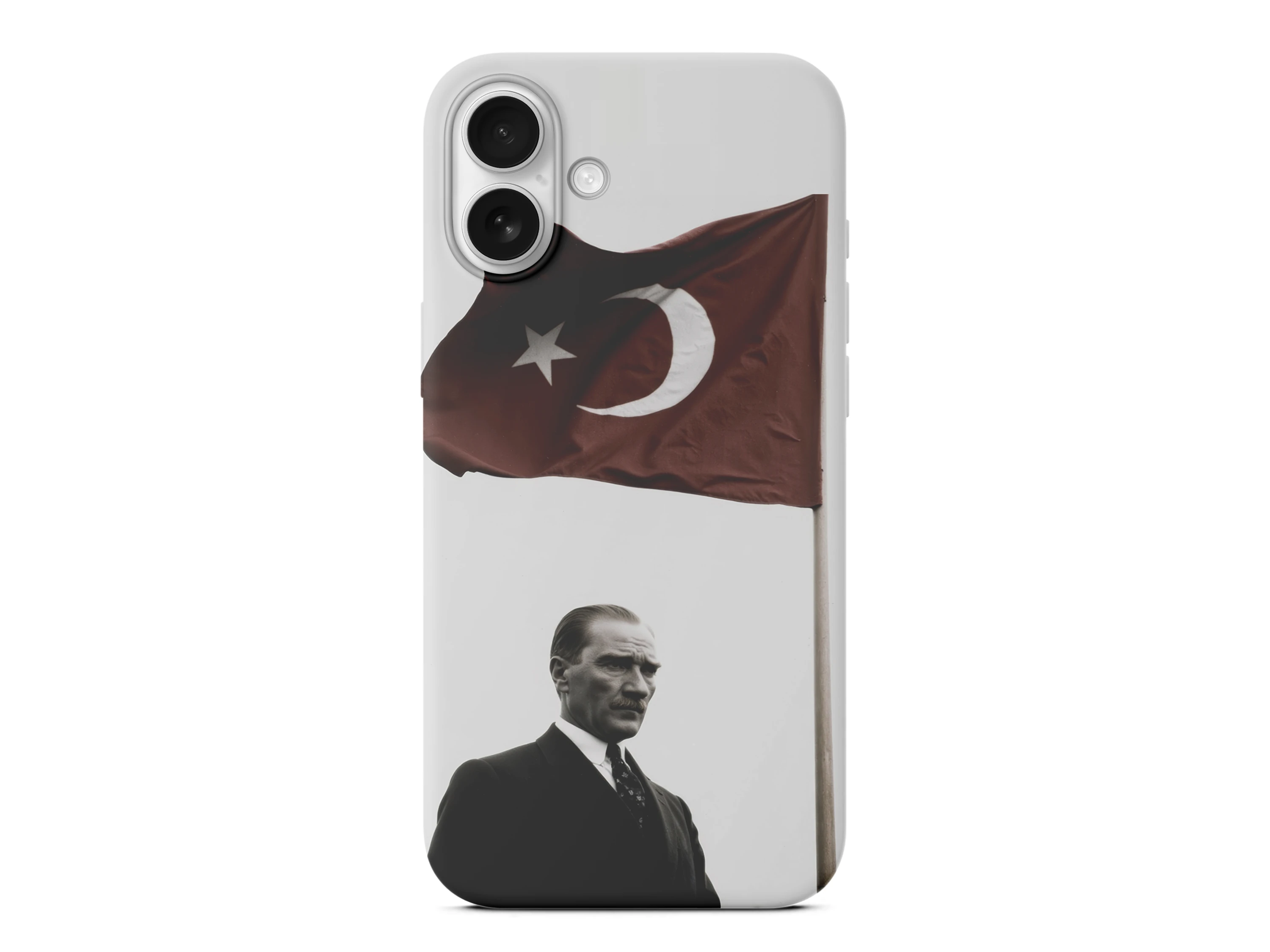 Bayrak Detaylı Atatürk Baskılı Telefon Kılıfı
