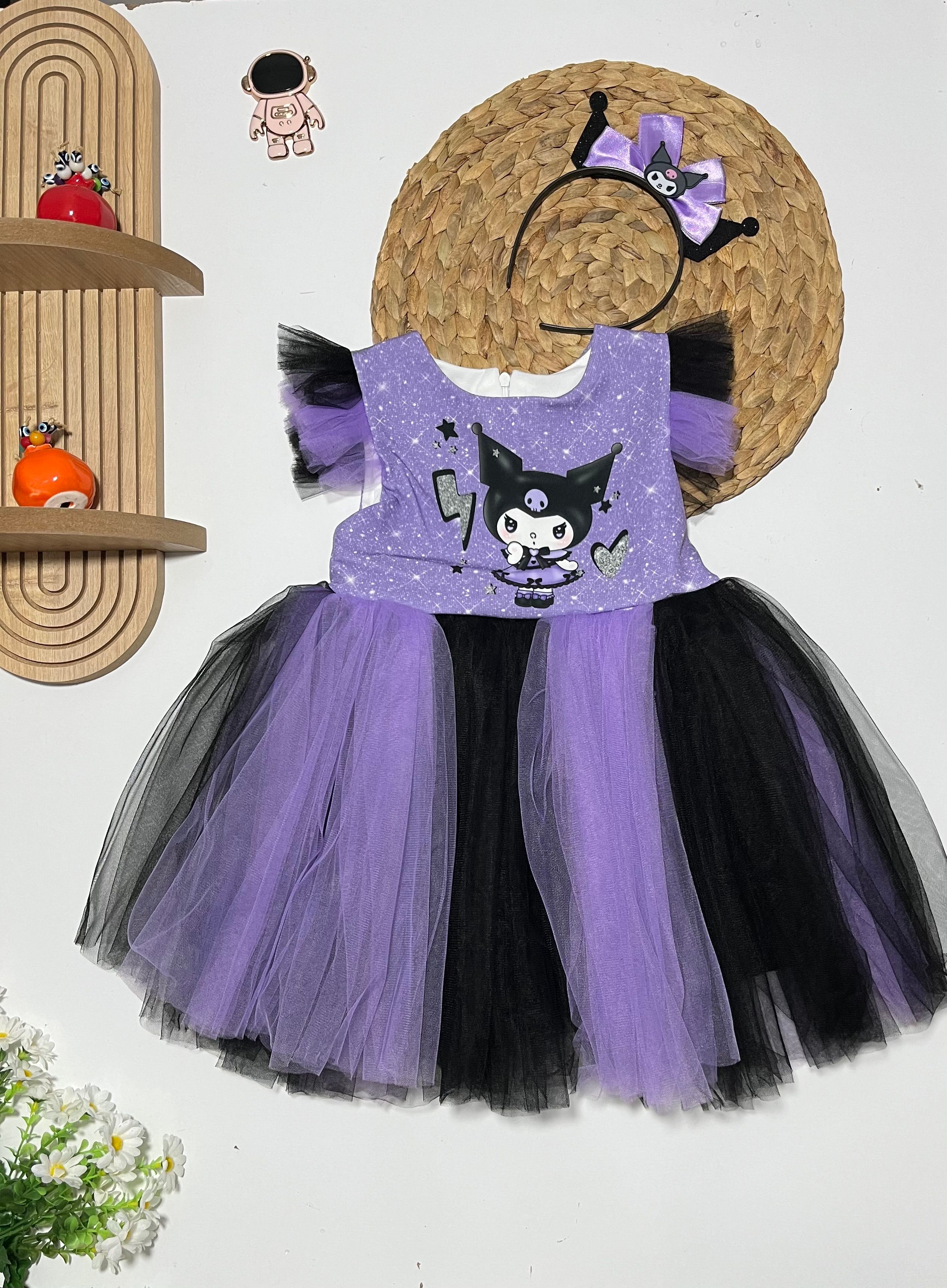 Kuromi Taçlı Tüllü Astarlı Elbise