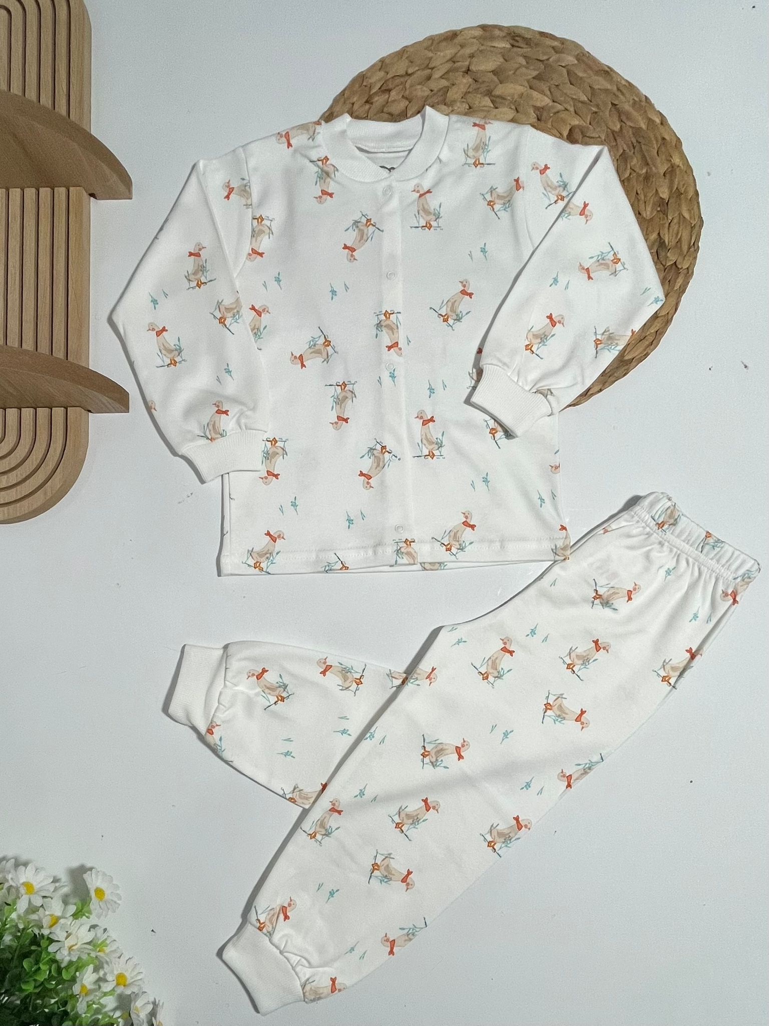 Pijama Takım Çıtçıtlı %100 Pamuk