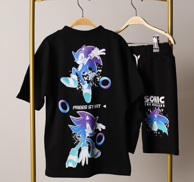Siyah Sonic Alt/Üst Şortlu Takım