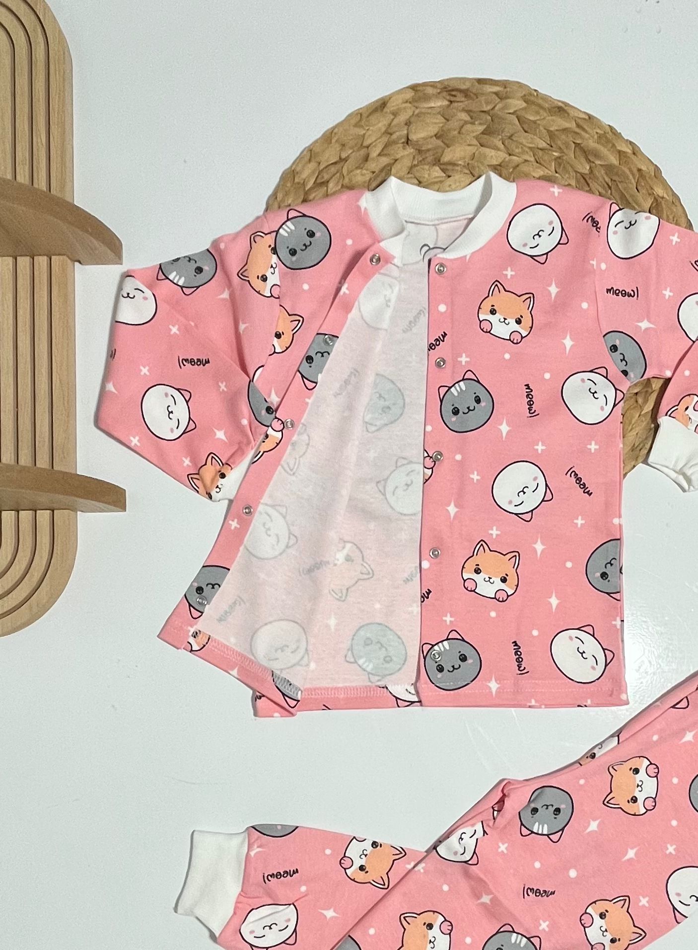 Pijama Takım Çıtçıtlı %100 Pamuk