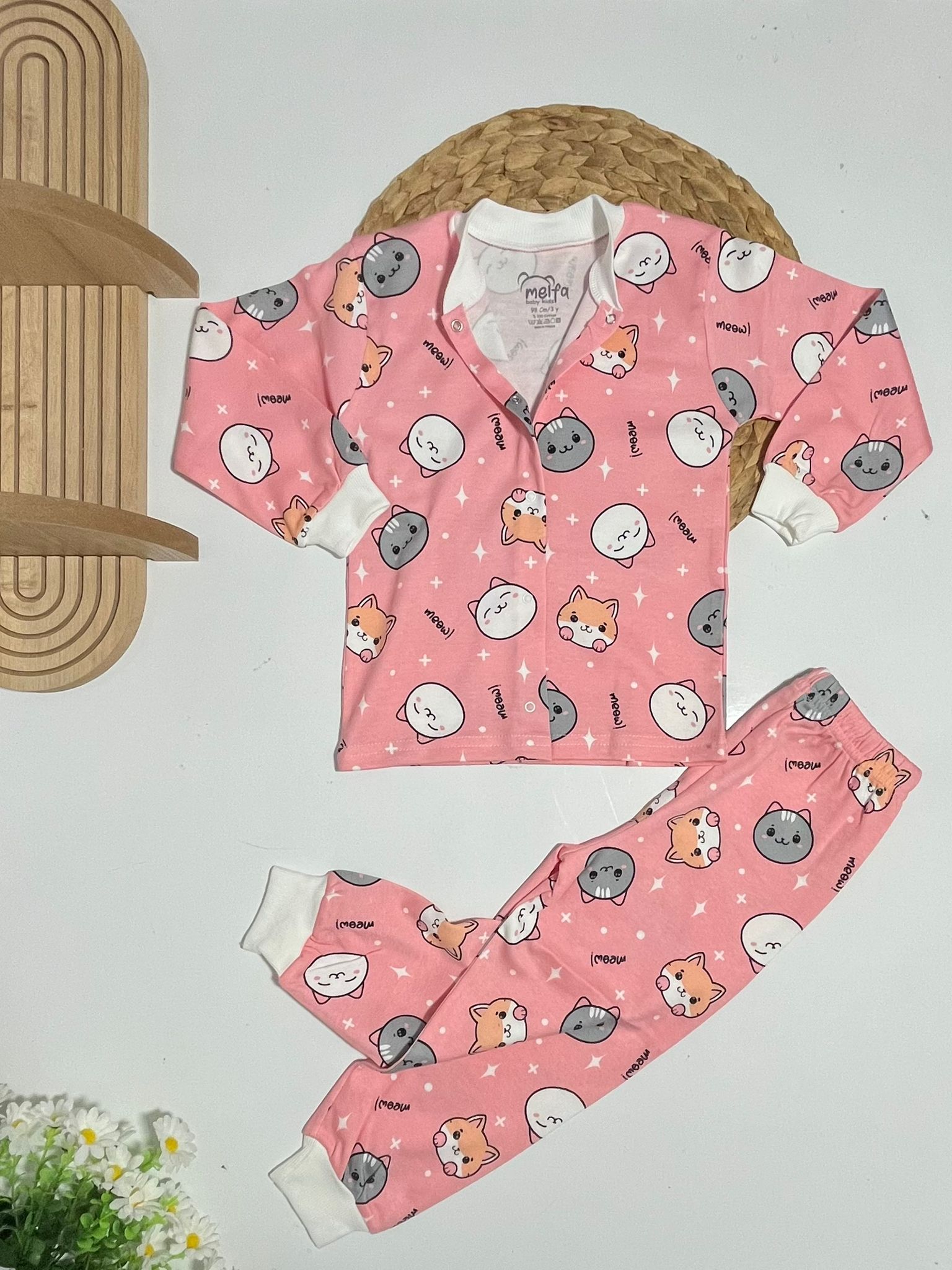 Pijama Takım Çıtçıtlı %100 Pamuk