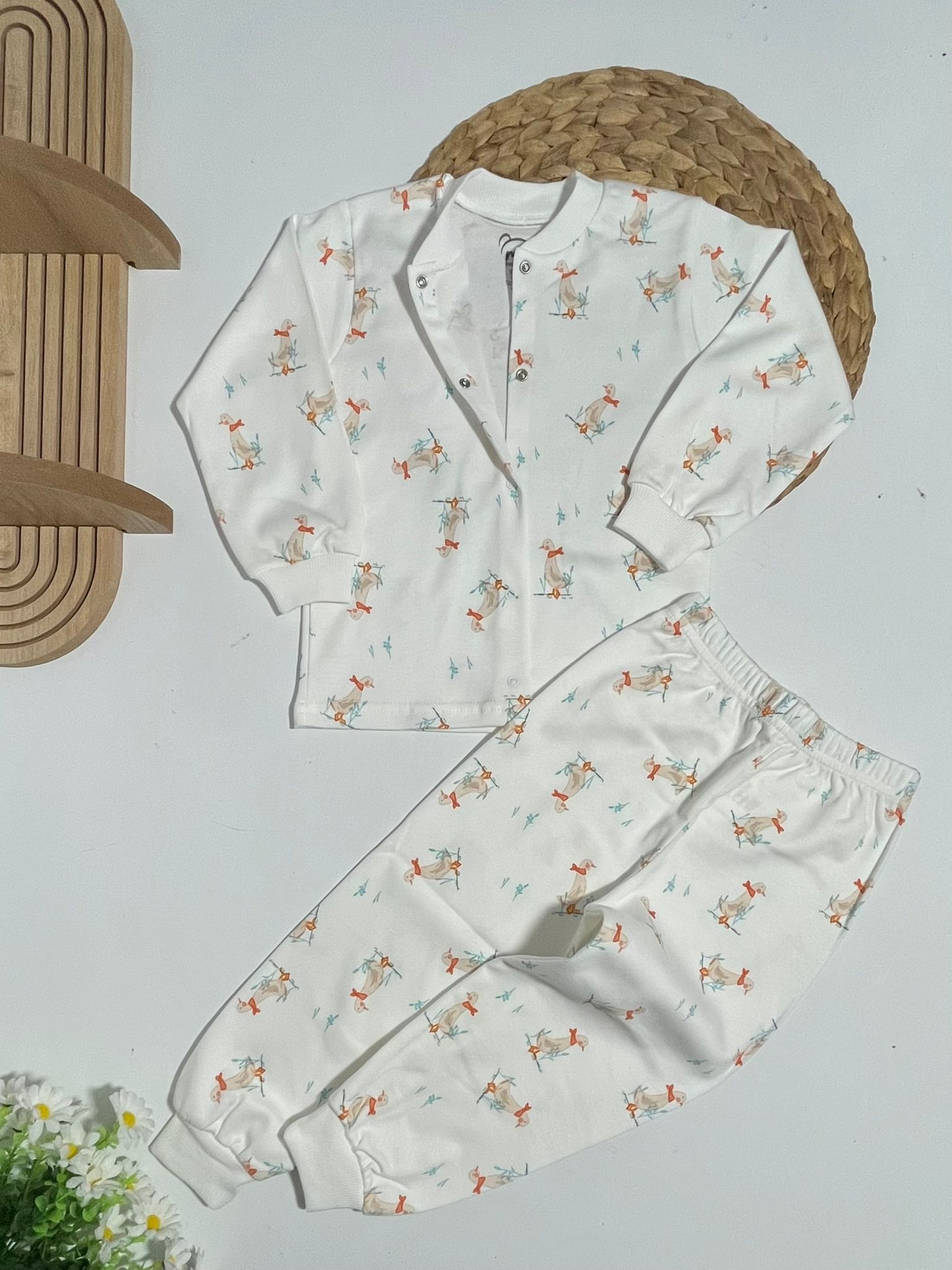 Pijama Takım Çıtçıtlı %100 Pamuk