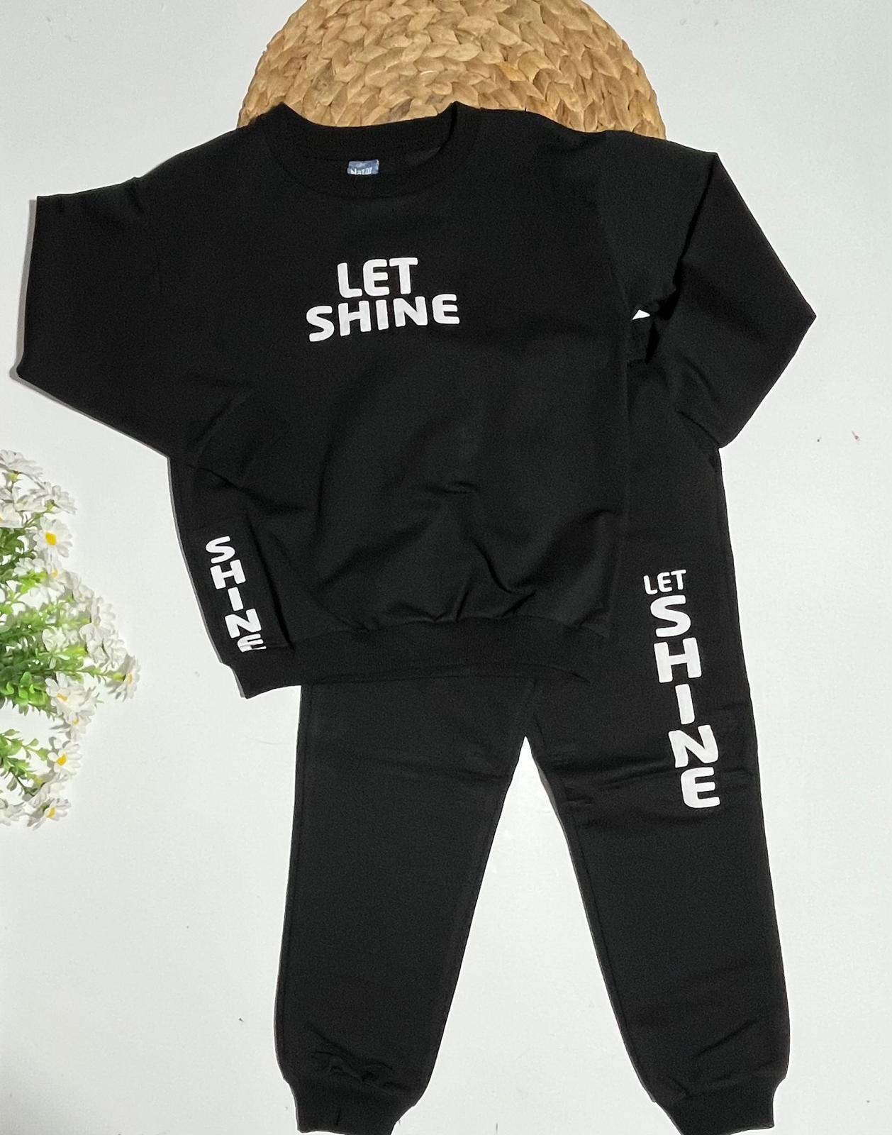 Let Shine Baskılı İki İp Şardonsuz Takım SİYAH